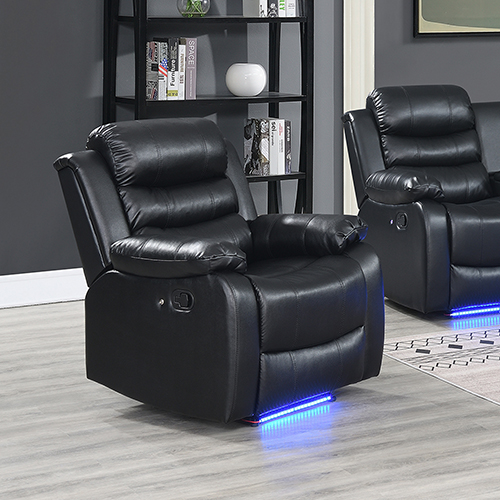V43-SET-CHLS-3-1-1-BL-144723-00 Chelsea 3R+1R+1R Seater Finest Leatherette Recliner Feature Console LED Light Ultra Cushioned - Image 1