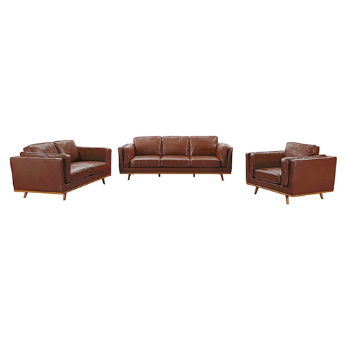 V43-SET-YOK-3_2-BR-10_7 3+2Seater Sofa Brown Leather Lounge Set for Living Room Couch with Wooden Frame - Image 1