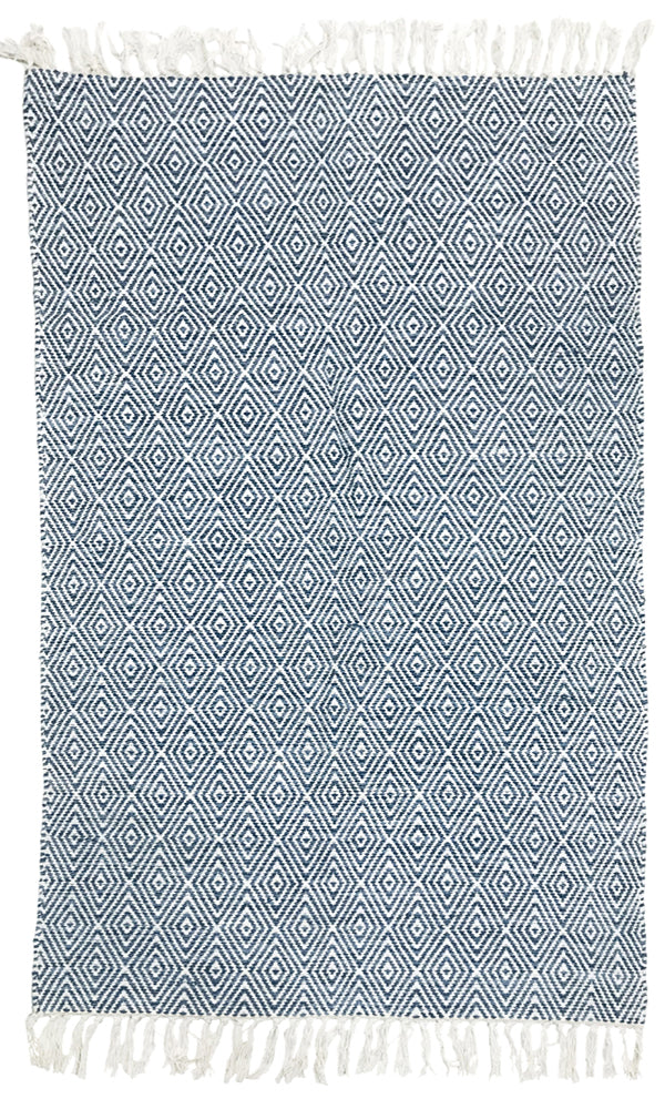 V430-UB-1141B-70687-00 Blue/white kilim rug120x180cm - Image 1