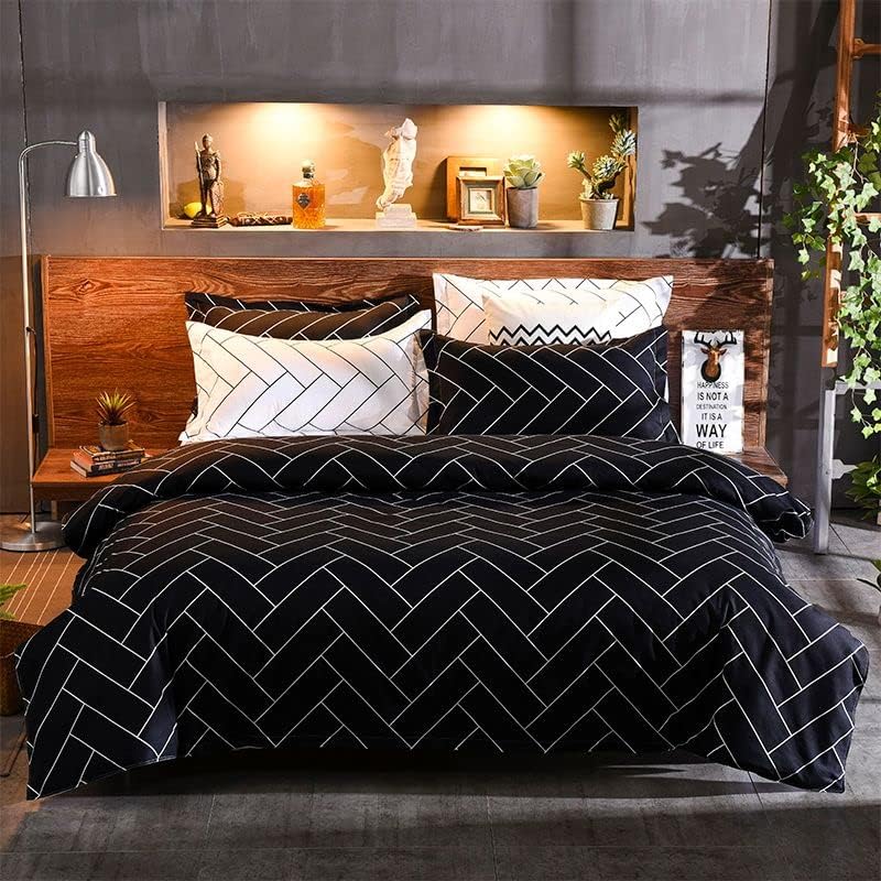 V439-CQSGLEN-191202-00 Print Microfibre Quilt Cover Set (3Pcs) - Ultra Soft, Comfy, Luxurious Duvet Cover with Zipper Closure - Elegant Design Quilt Cover Set for Bedding - Glen - Queen Size - Image 1