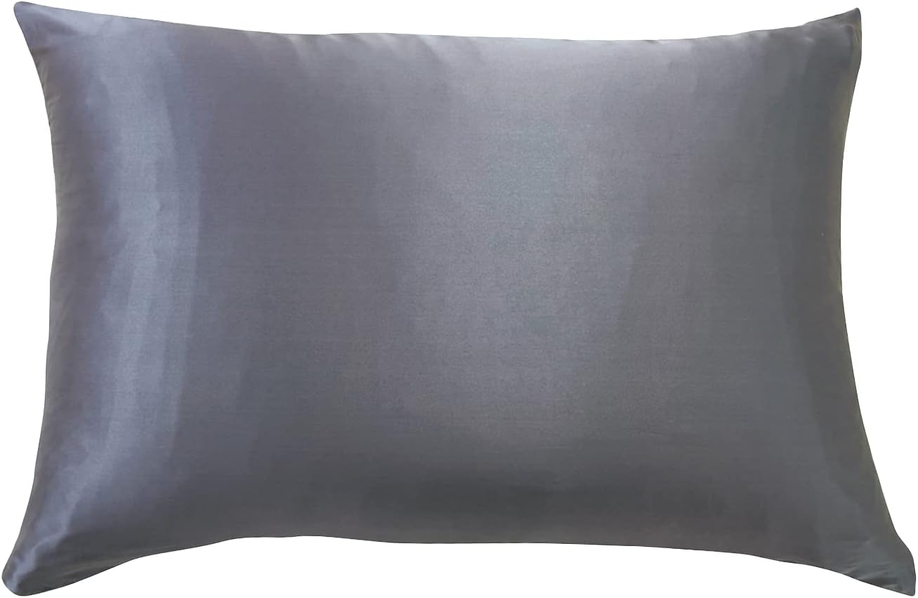 V439-PCSILKC-191036-00 Luxury Pillowcase - 100% Pure Mulberry Silk on Both Sides - Charcoal - Image 1