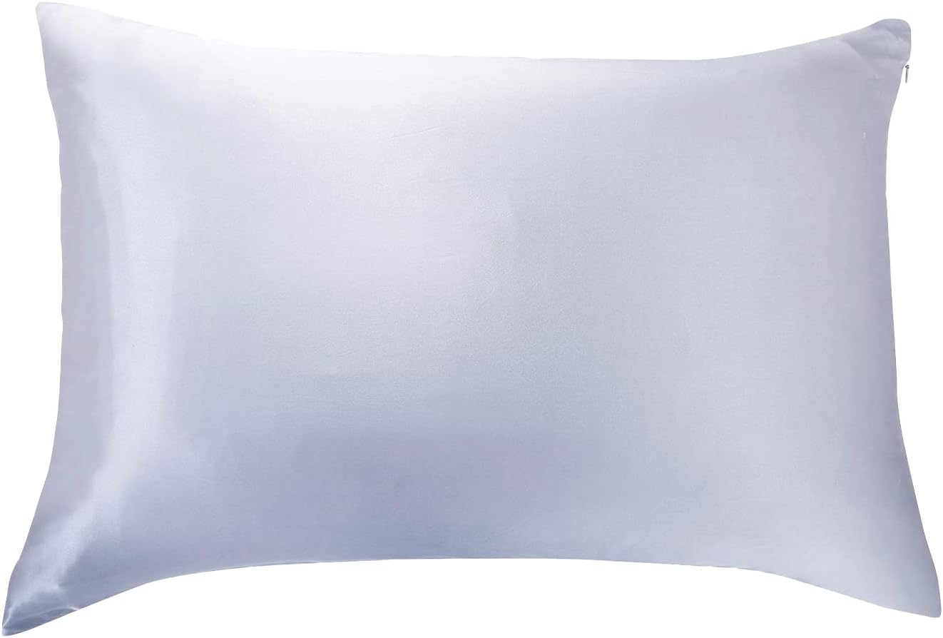 V439-PCSILKS-191043-00 Luxury Pillowcase - 100% Pure Mulberry Silk on Both Sides - Silver - Image 1