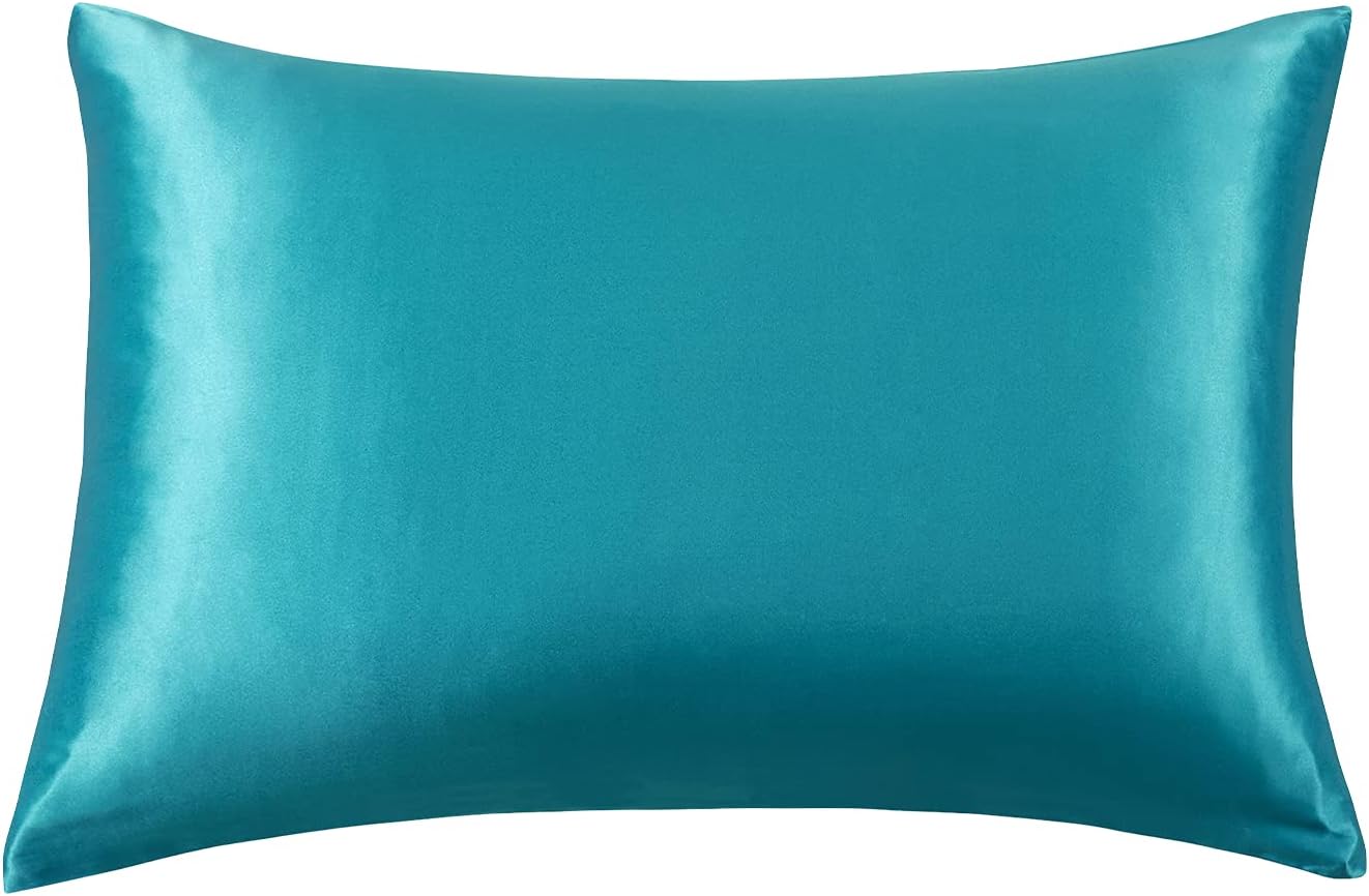 V439-PCSILKTL-191046-00 Luxury Pillowcase - 100% Pure Mulberry Silk on Both Sides - Teal - Image 1
