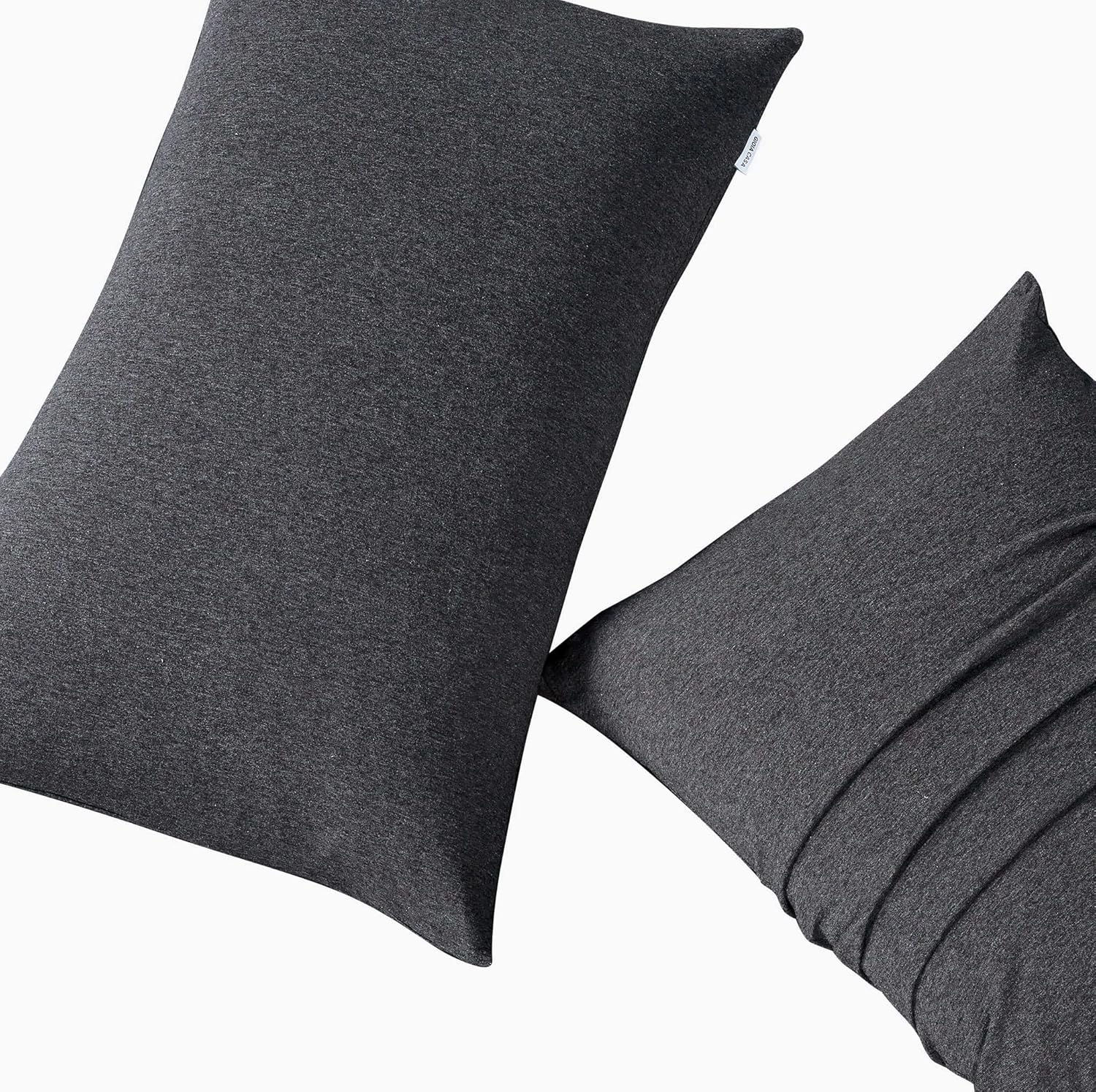 V439-SPBLACKJ-191050-00 Set of 2 100% Jersey Cotton Soft Breathable Stretchy Standard Pillowcase - Black Marble - Image 1