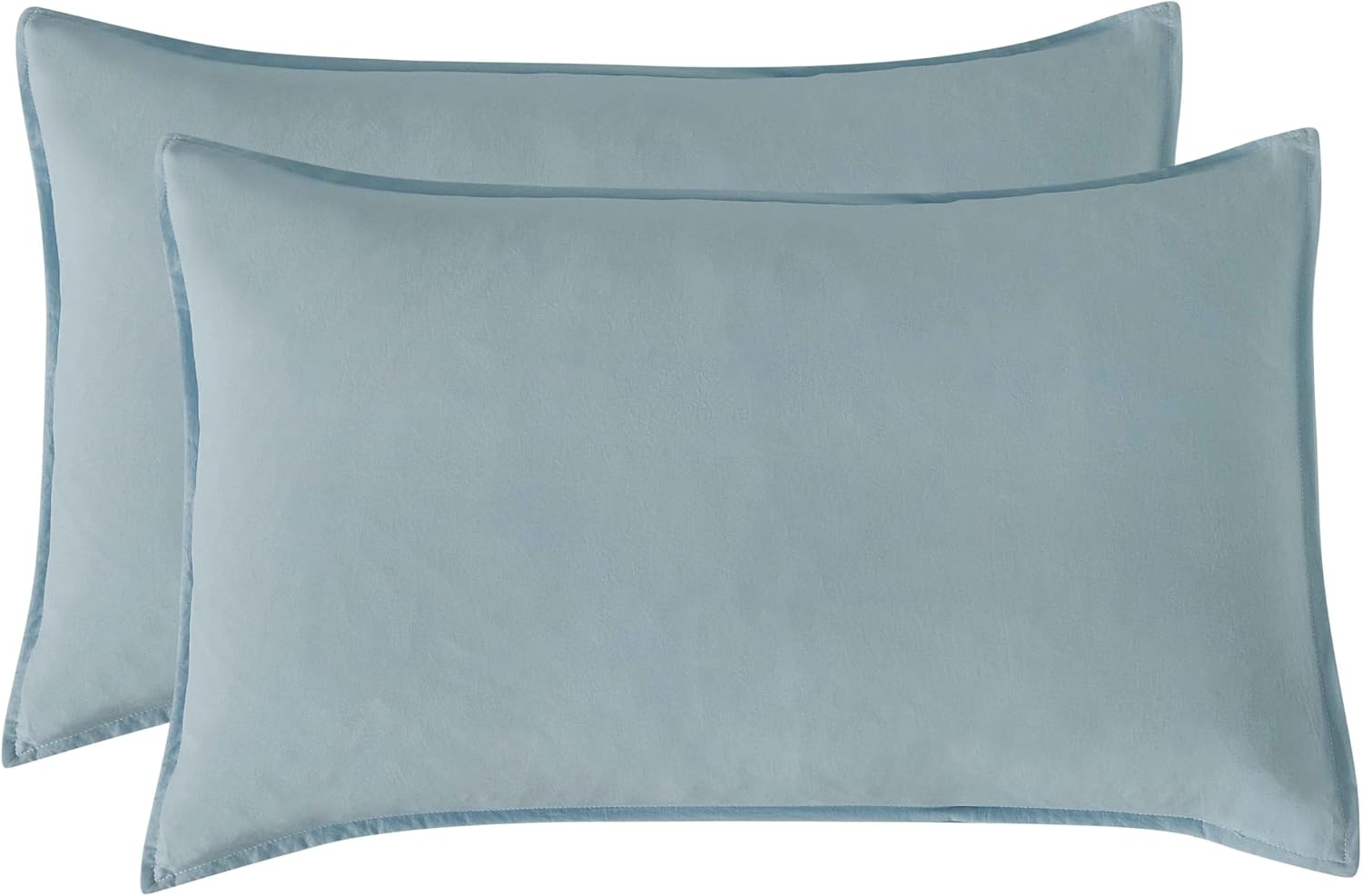 V439-SPBLUEWM-218309-00 Twin Pack Vintage Washed Microfibre Standard Pillowcase (Blue, Standard) - Image 1
