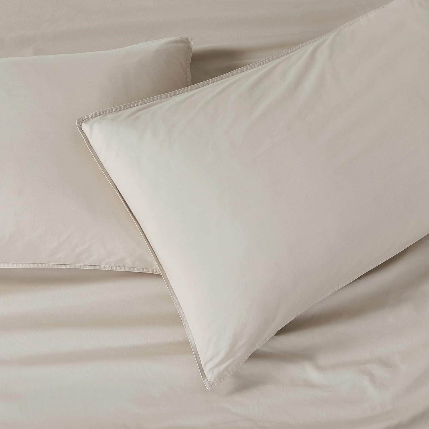 V439-SPCWASHNT-191073-00 Vintage Washed 100% Cotton Standard Pillowcase - Luxurious Standard Pillow Cover - Natural - 2 Pcs - Image 1