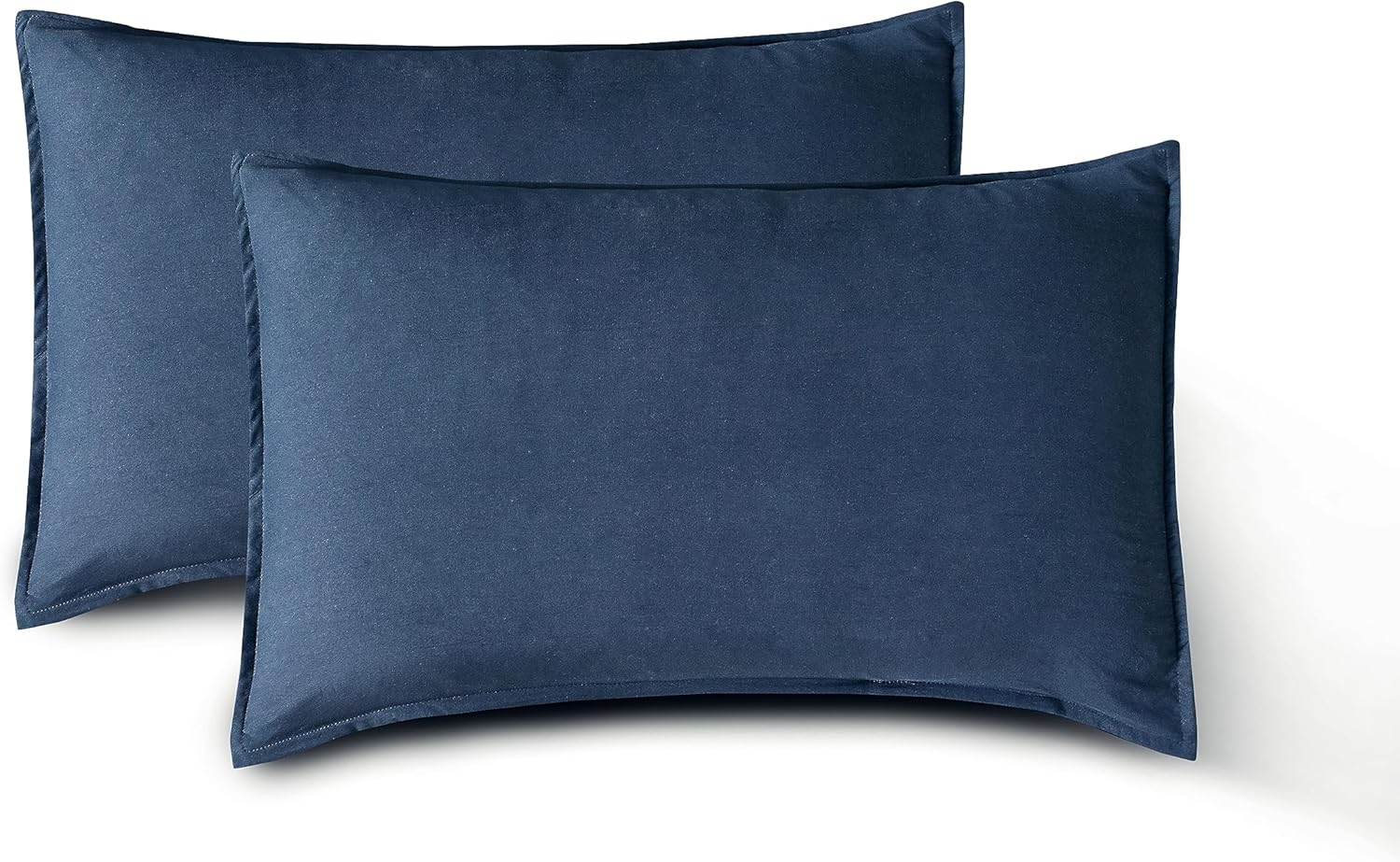 V439-SPNAVYWM2-191056-00 Vintage Washed Microfibre Standard Pillowcases - Set of 2 Luxurious Standard Pillow Covers - Navy - Image 1