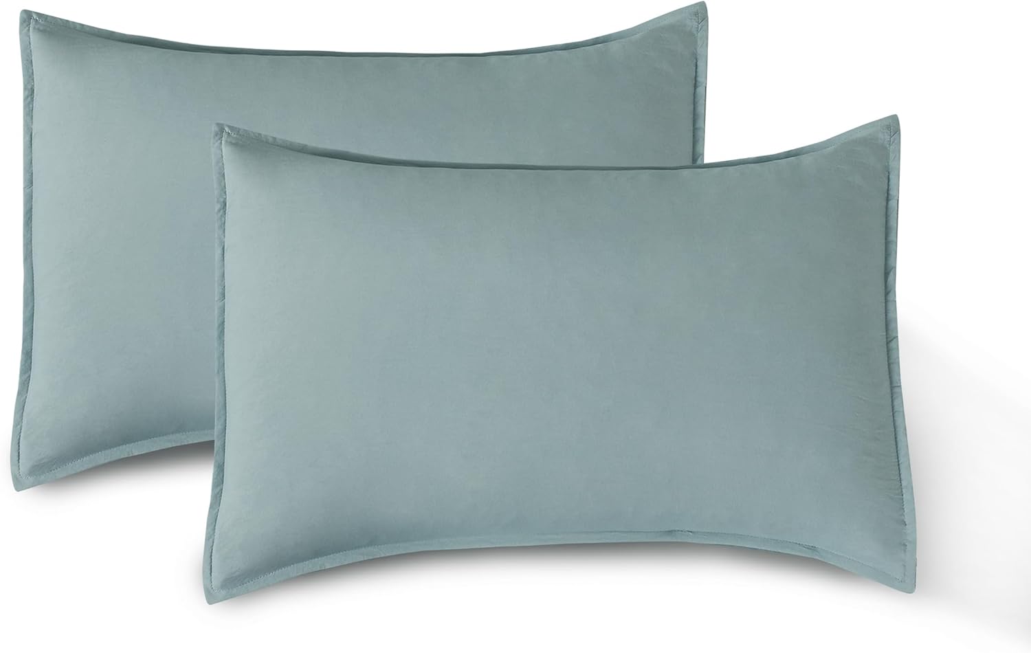 V439-SPSEAFOAMWM-191057-00 Vintage Washed Microfibre Standard Pillowcases - Set of 2 Luxurious Standard Pillow Covers - Seafoam - Image 1