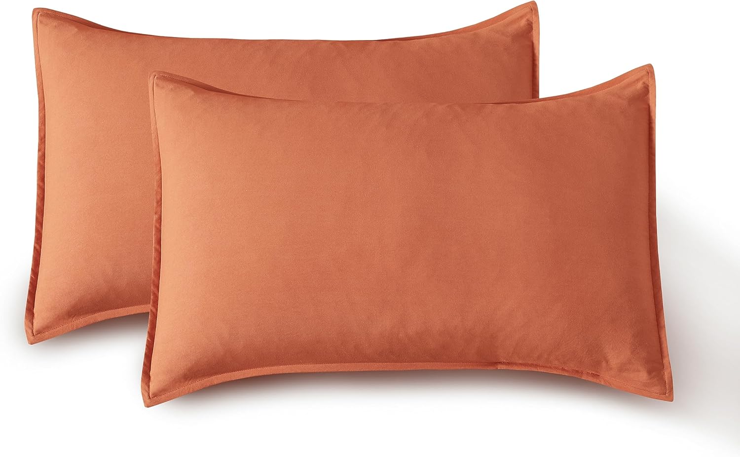 V439-SPTERRAWM2-191058-00 Vintage Washed Microfibre Standard Pillowcases - Set of 2 Luxurious Standard Pillow Covers - Terracotta - Image 1