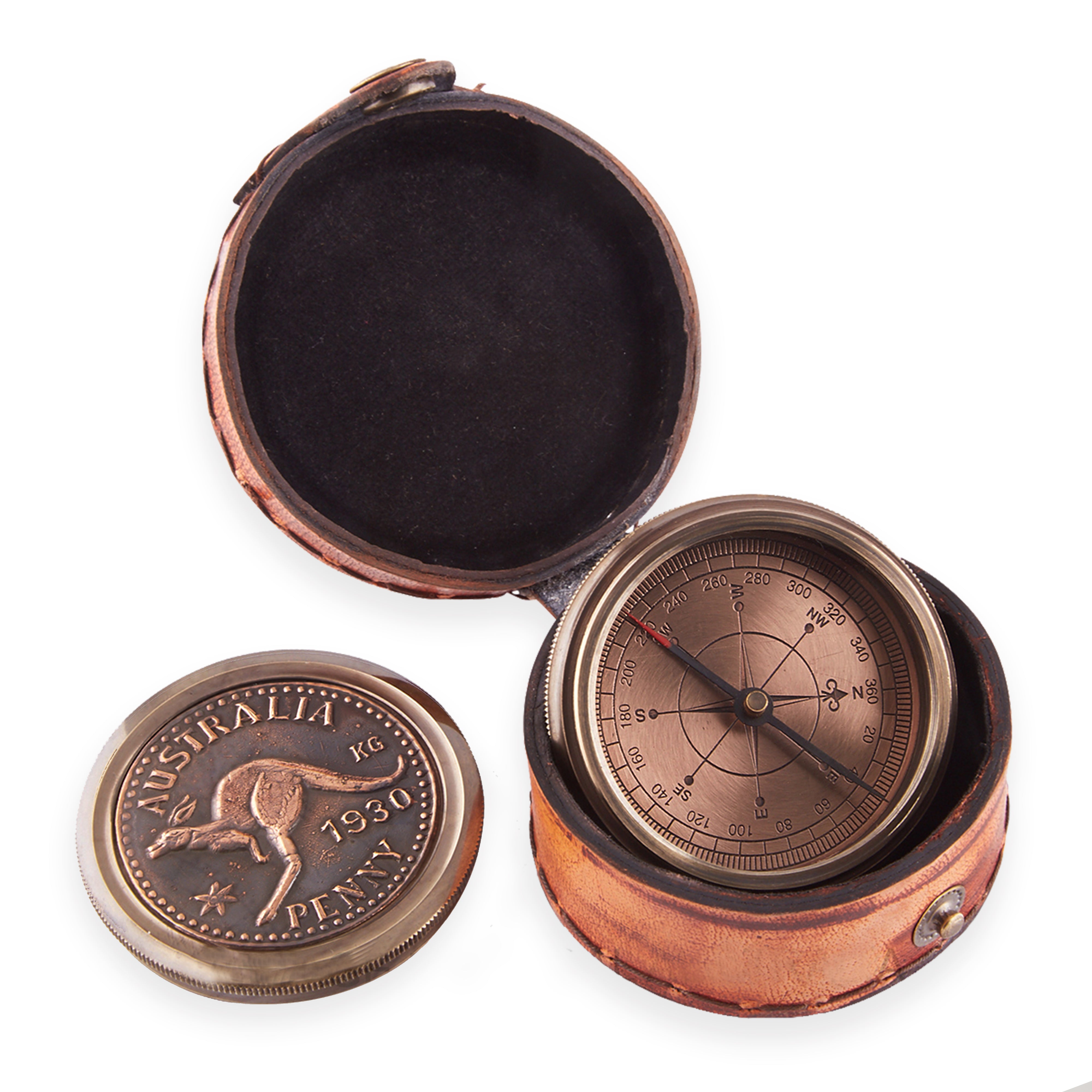 V440-CN110-76795-00 Australian 1930 Penny 60mm Portable Compass - Image 1