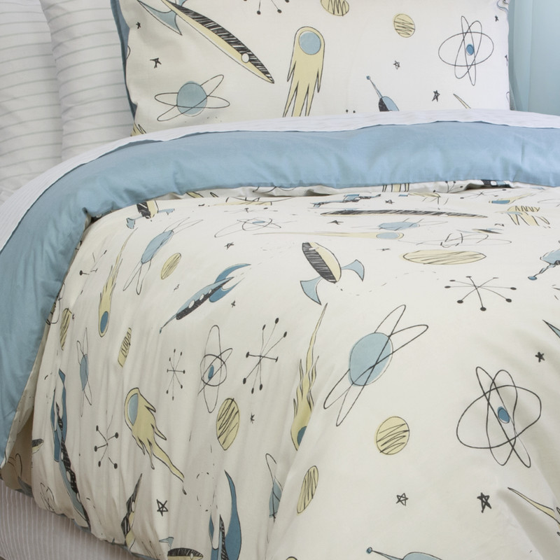 V441-QS4494CHMSB-72458-00 Rocket Boy QUILT COVER SET - SINGLE - Image 1