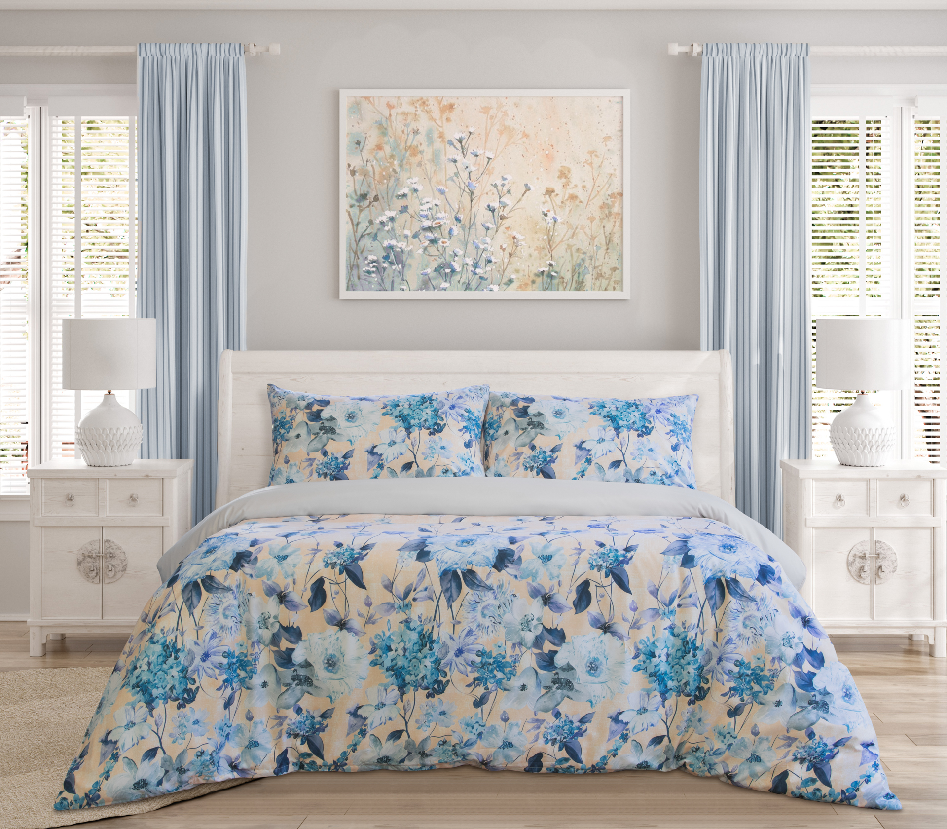V441-QS4641MULQB-90388-04 Peach Blossom PRINTED MICROFIBRE QUILT COVER SET - QUEEN - Image 1