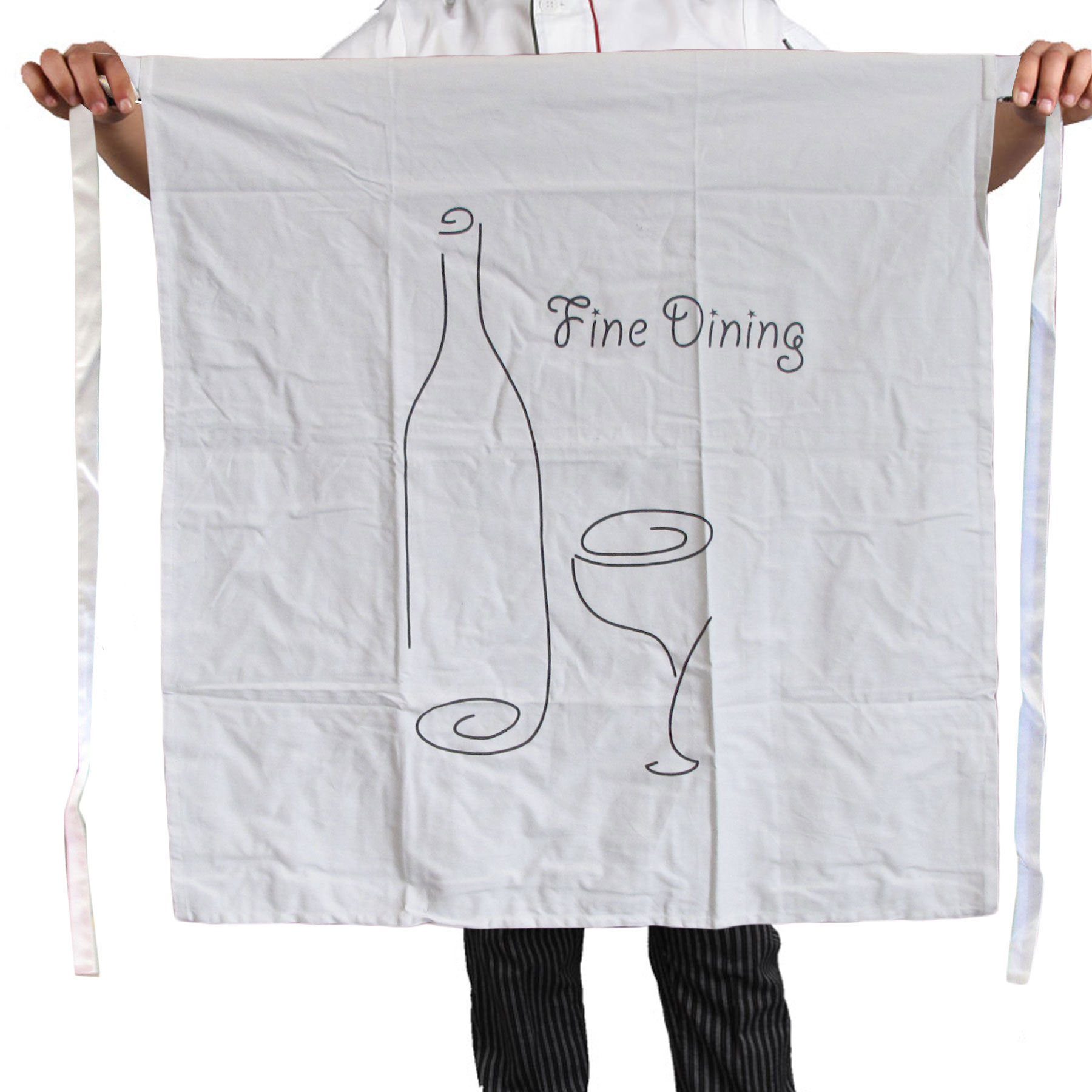 V442-ABR-APRON-FINEDINING-WHITE-SH-96213-00 100% Cotton Master Chef Half Apron Heavy Duty Fine Dining - Image 1