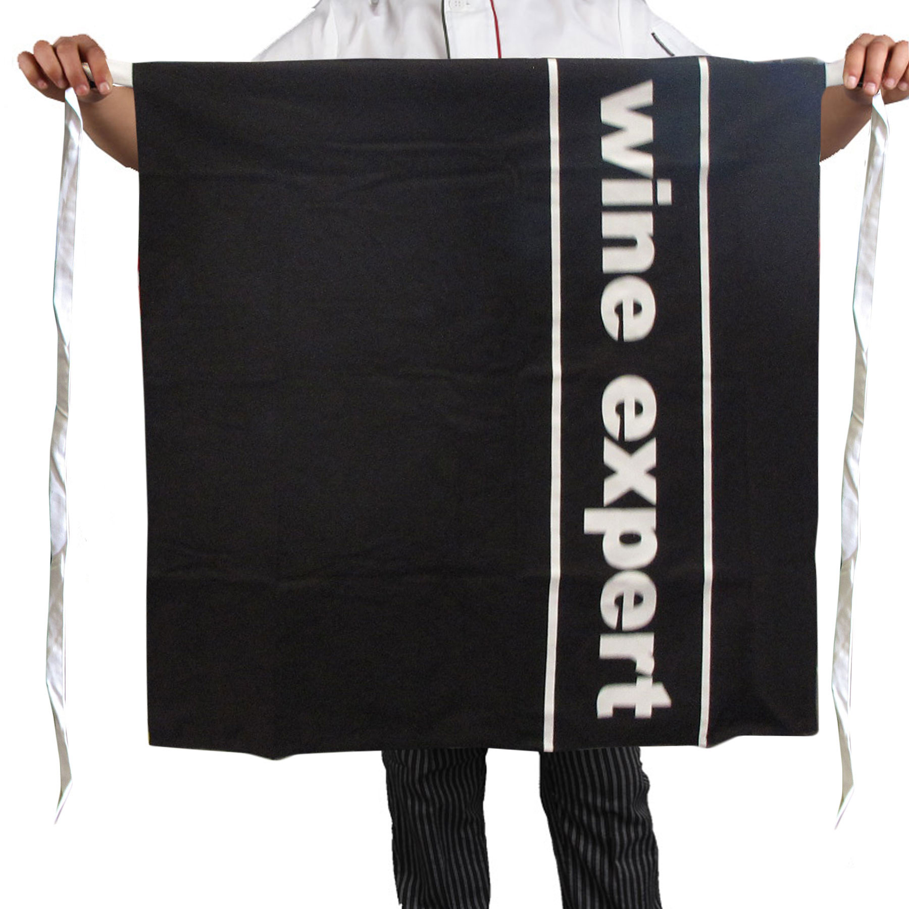 V442-ABR-APRON-WINEEXPERT-BLACK-SH-96210-00 100% Cotton Master Chef Half Apron Heavy Duty Wine Expert - Image 1
