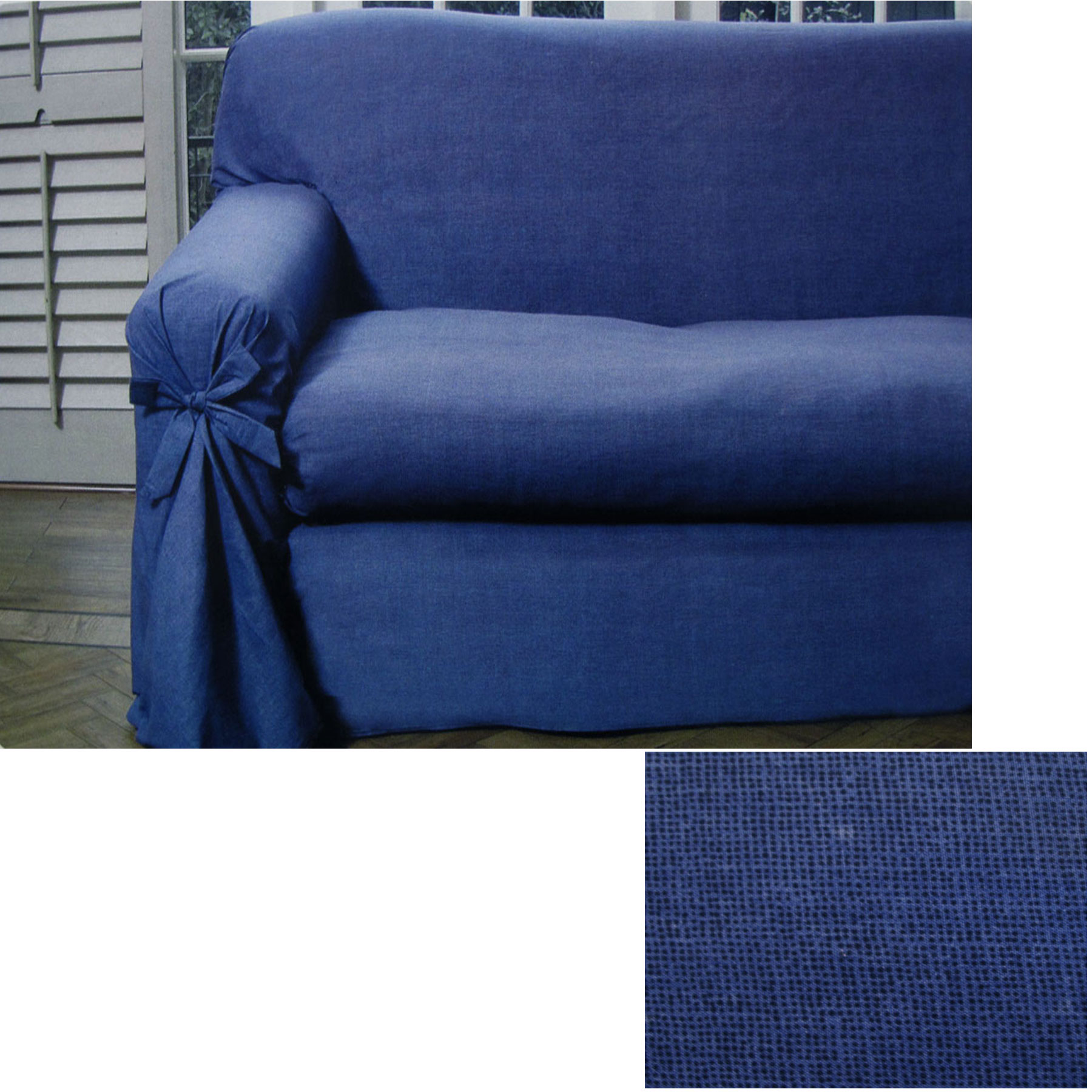 V442-ABR-COUCHC-DOT-1TO2SEATER-NAVY-97032-00 Navy Blue Dots Sofa Cover 1 to 2 Seater 230 X 360cm - Image 1