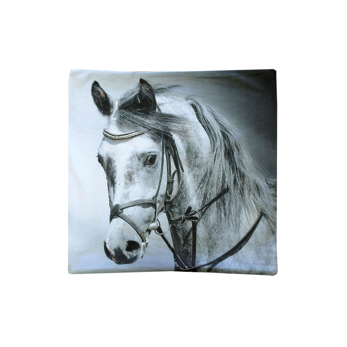 V442-ABR-CUSHIONC-HORSEPORTRAIT-BLACK-SQ-96870-00 Horse Portrait Square Cushion Cover - Image 1