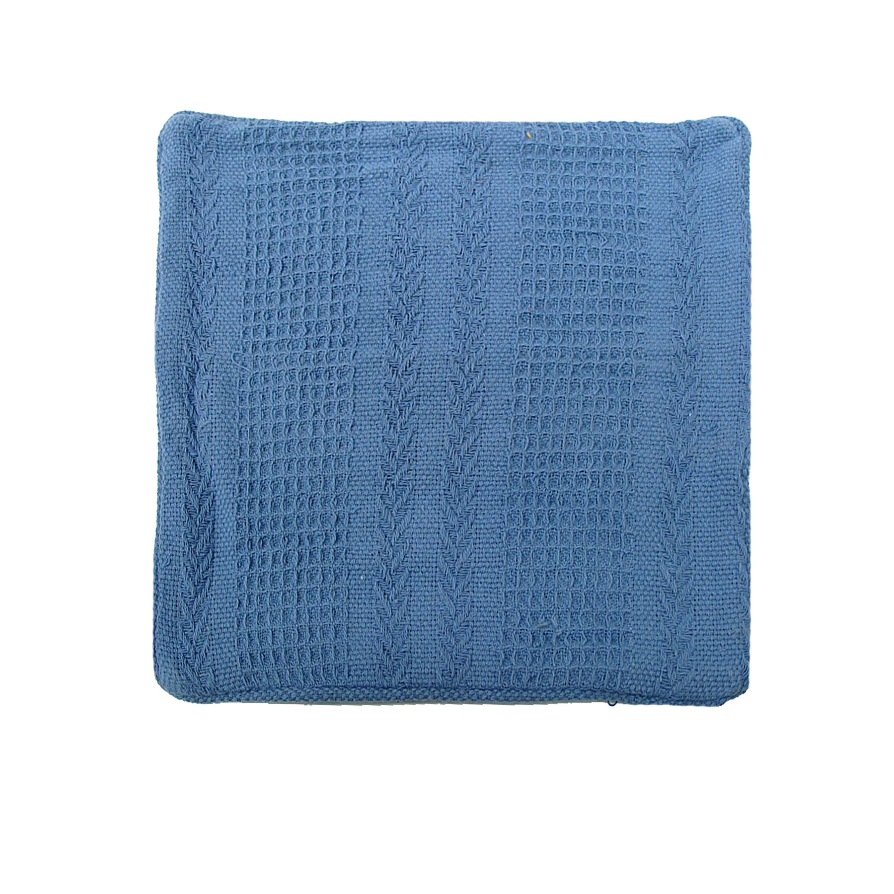 V442-ABR-CUSHIONC-KNITTEDHERRINGB-BLUE-SQ-96414-00 Cotton Knitted Cushion Cover Herringbone Blue - Image 1