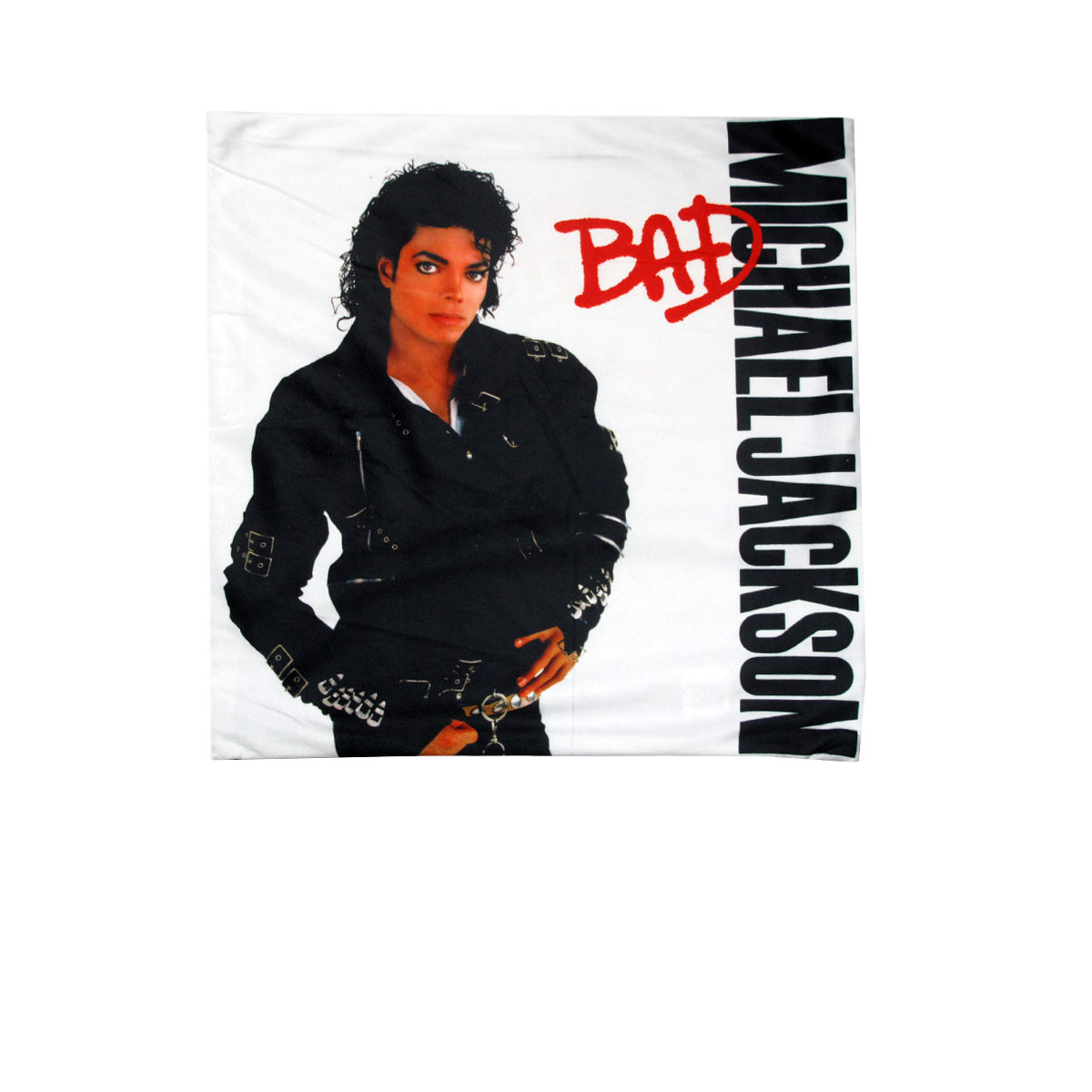 V442-ABR-CUSHIONC-MJBAD-BLACK-SQ-96861-00 Michael Jackson Bad Square Cushion Cover - Image 1
