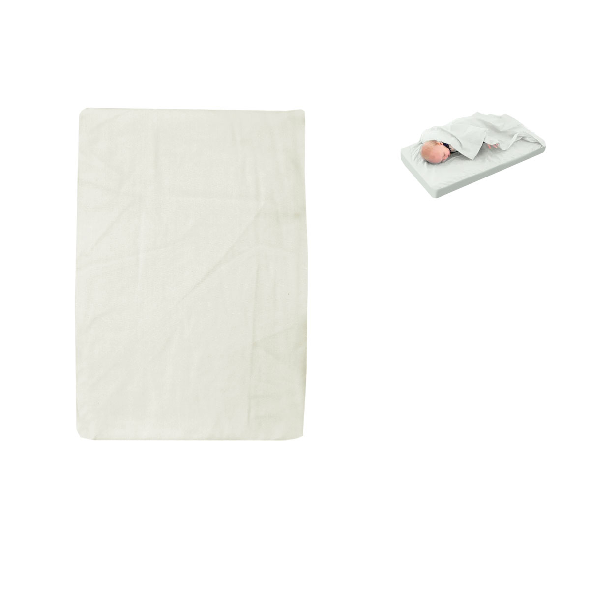 V442-ABR-FITTEDS-BASSINETSOLID-OFFWHITE-CT-177506-00 Off White Bassinet Fitted Sheet with a Flat Sheet Sewed Attached - Image 1
