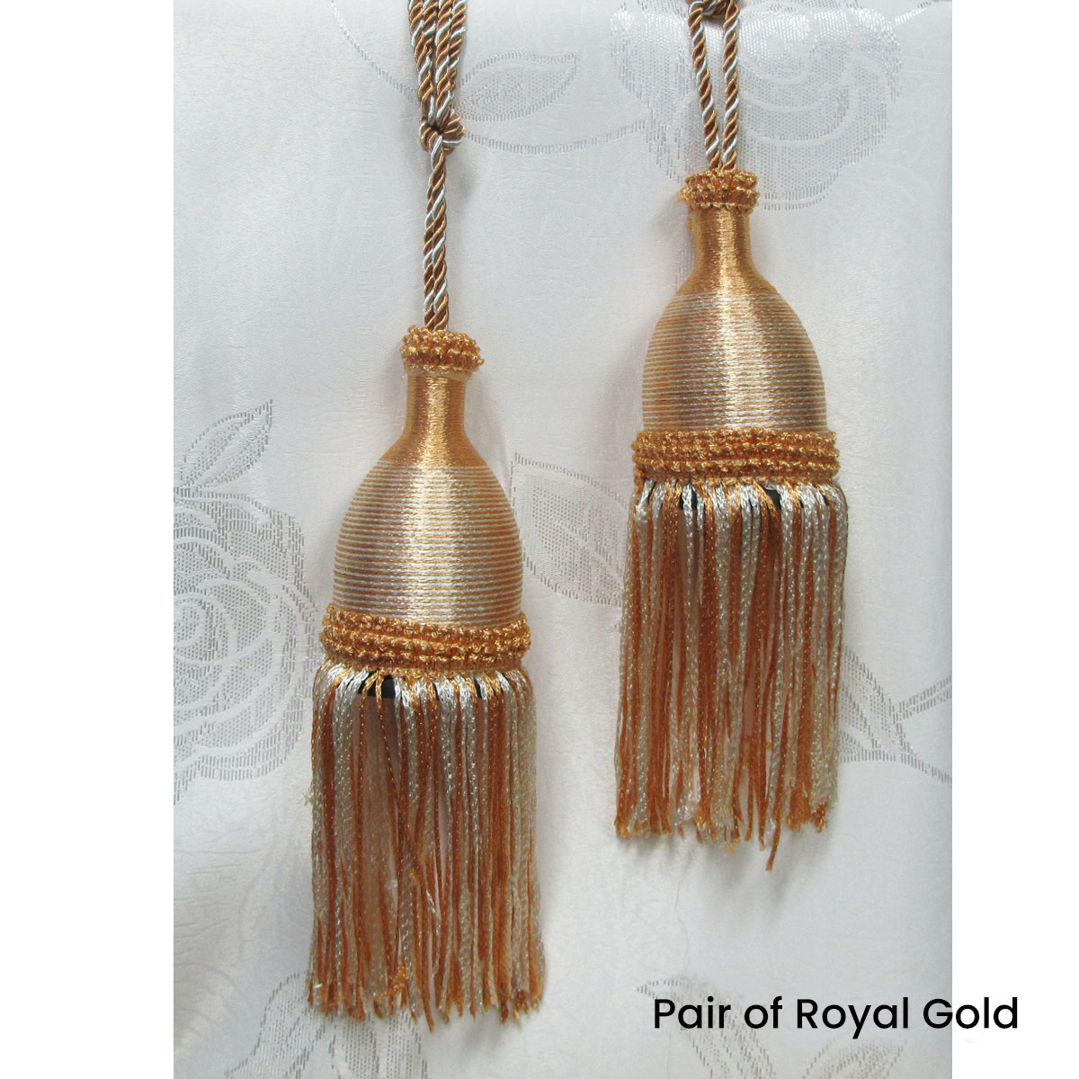 V442-ABR-MISC-PAIRCURTAINTIES-ROYALGOLD-SH-96581-00 Pair of Curtain Tassel Rope Ties 52cm Royal Gold - Image 1