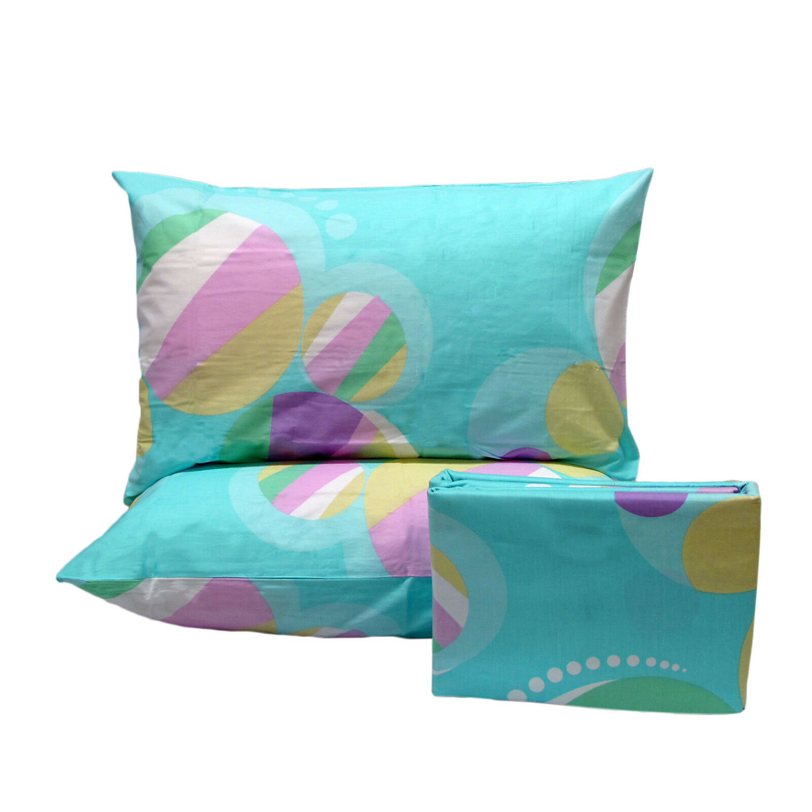 V442-ABR-QUILTCS-LUNABUBBLES-AQUA-QS-96800-00 Pure Cotton Bubbles Aqua Quilt Cover Set Queen - Image 1