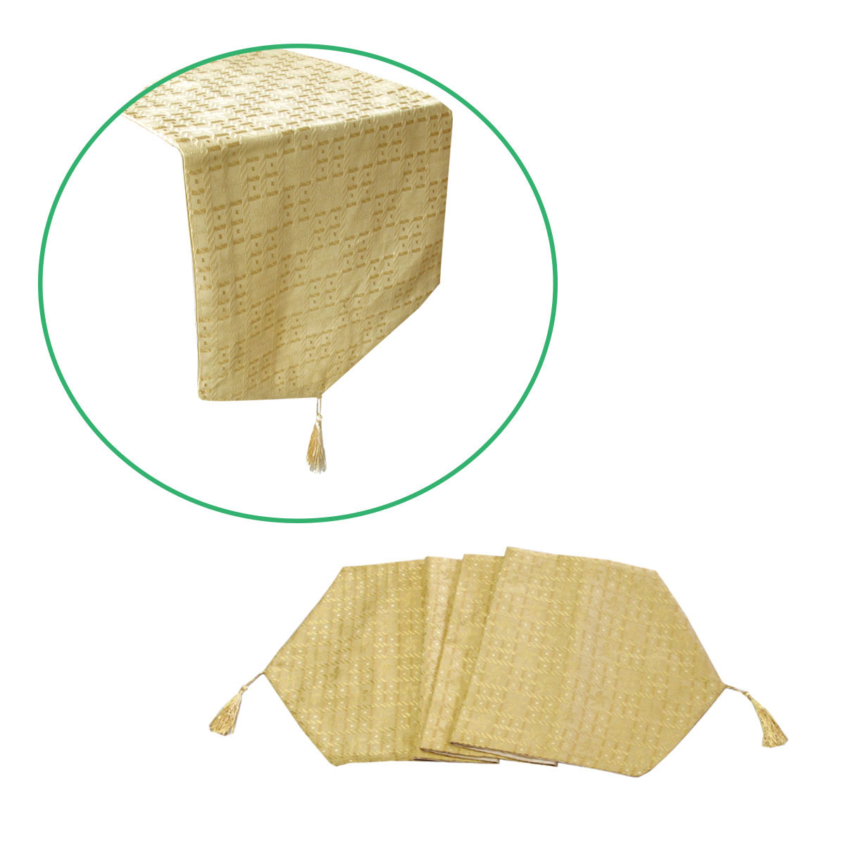 V442-ABR-TABLER-FAUXSILKJACQUARD-GOLD-SH-96468-00 Faux Silk Jacquard Table Runner Gold 32 x 120 cm - Image 1