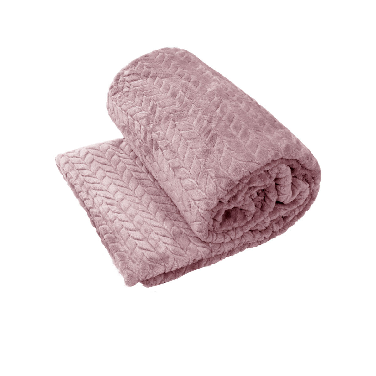 V442-ABR-THROW-CORALHERRINGBONE-DUSTYPINK-RE-96594-00 Herringbone Coral Fleece Blanket Throw Rug 150x200 cm Dusty Pink - Image 1