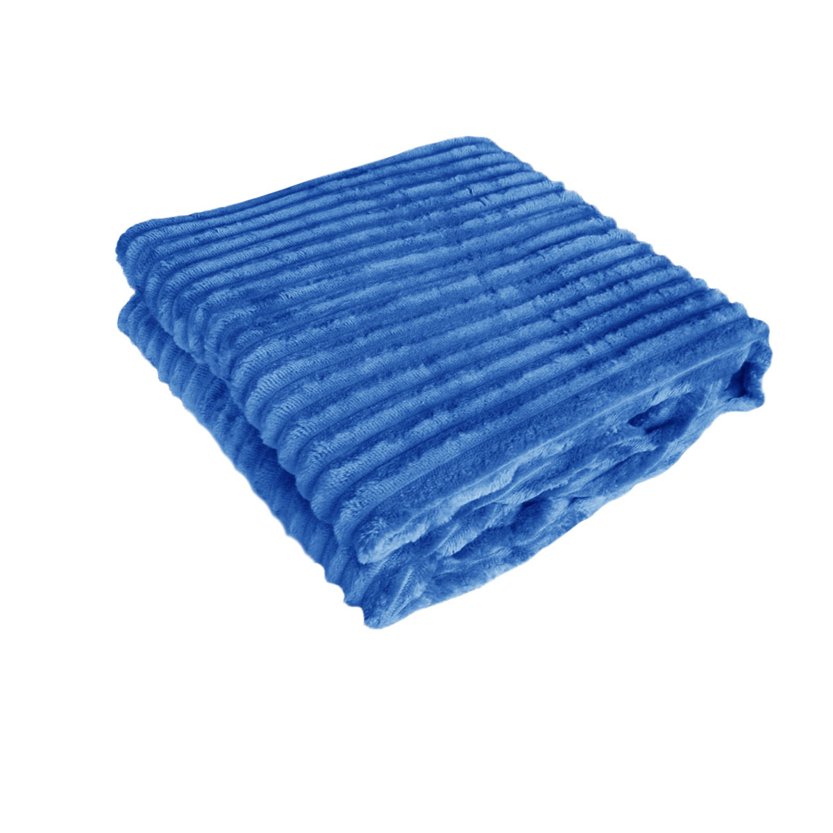 V442-ABR-THROW-CORDUROYSTRIPE-BLUE-RE-96902-00 240GSM Corduroy Striped Throw Rug Blue - Image 1