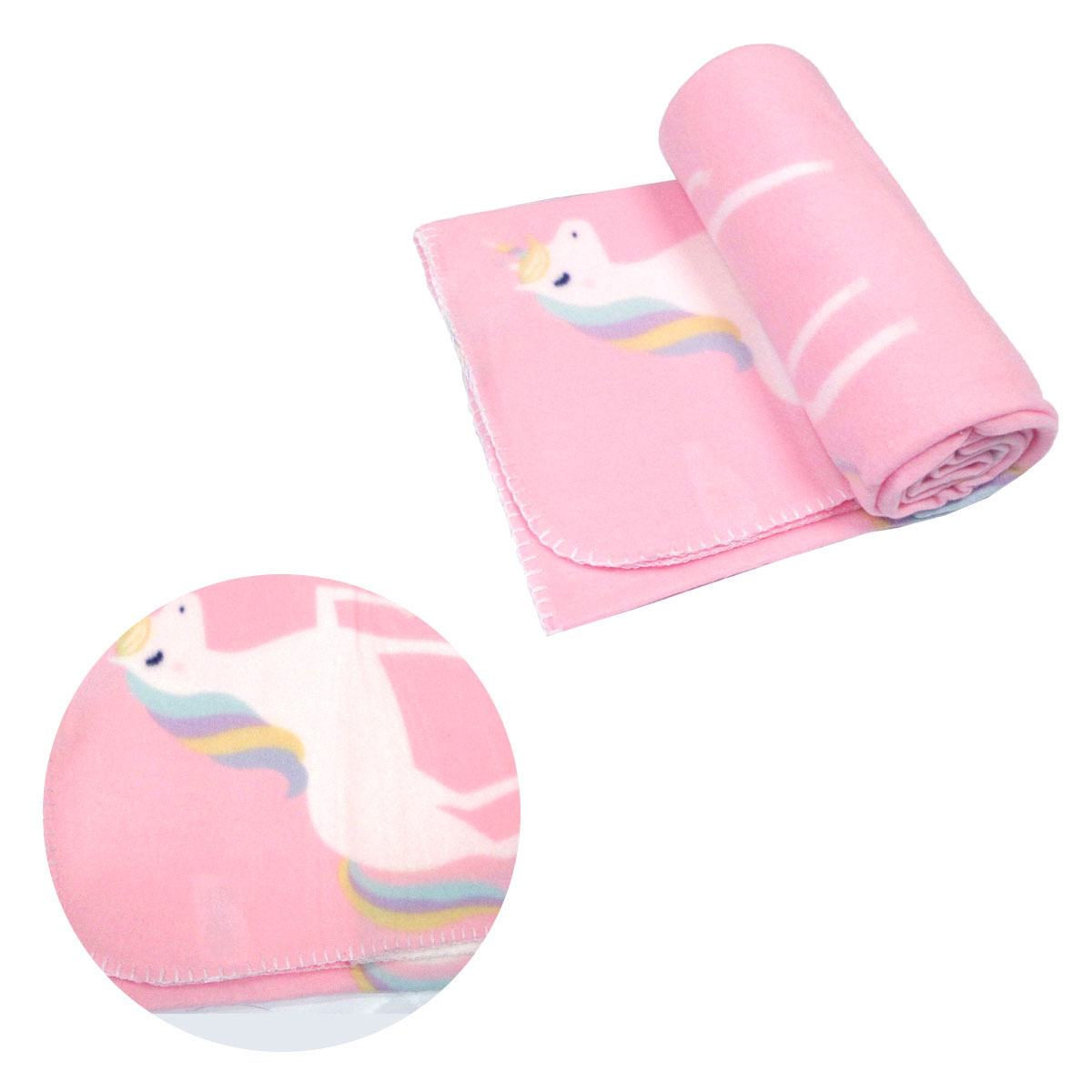 V442-ABR-THROW-POLARUNICORN-PINK-RE-96596-00 Funky Cute Polar Fleece Throw Rug Pink Unicorn - Image 1