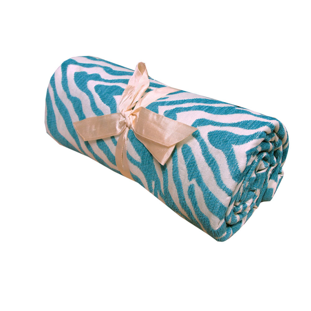 V442-ABR-THROW-ZEBRACHENILLE-AQUA-RE-97028-00 Zebra Chenille Textured Throw Rug Aqua - Image 1