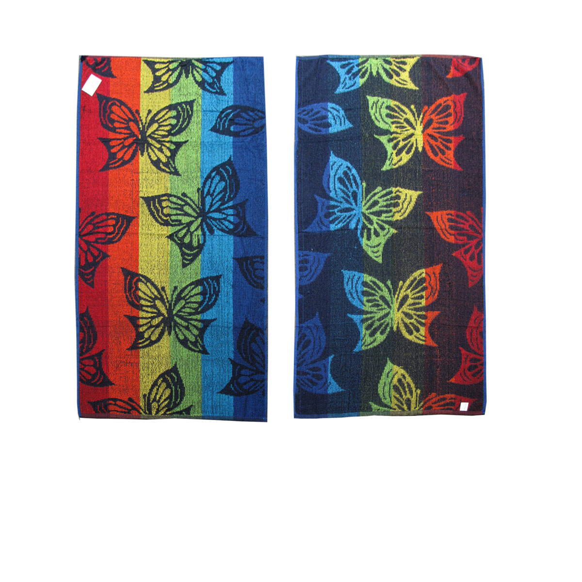 V442-ABR-TOWEL-BUTTERFLY-MULTI-RE-96243-00 Set of 4 Imperfect Jacquard Terry Beach Towels Butterfly - Image 1