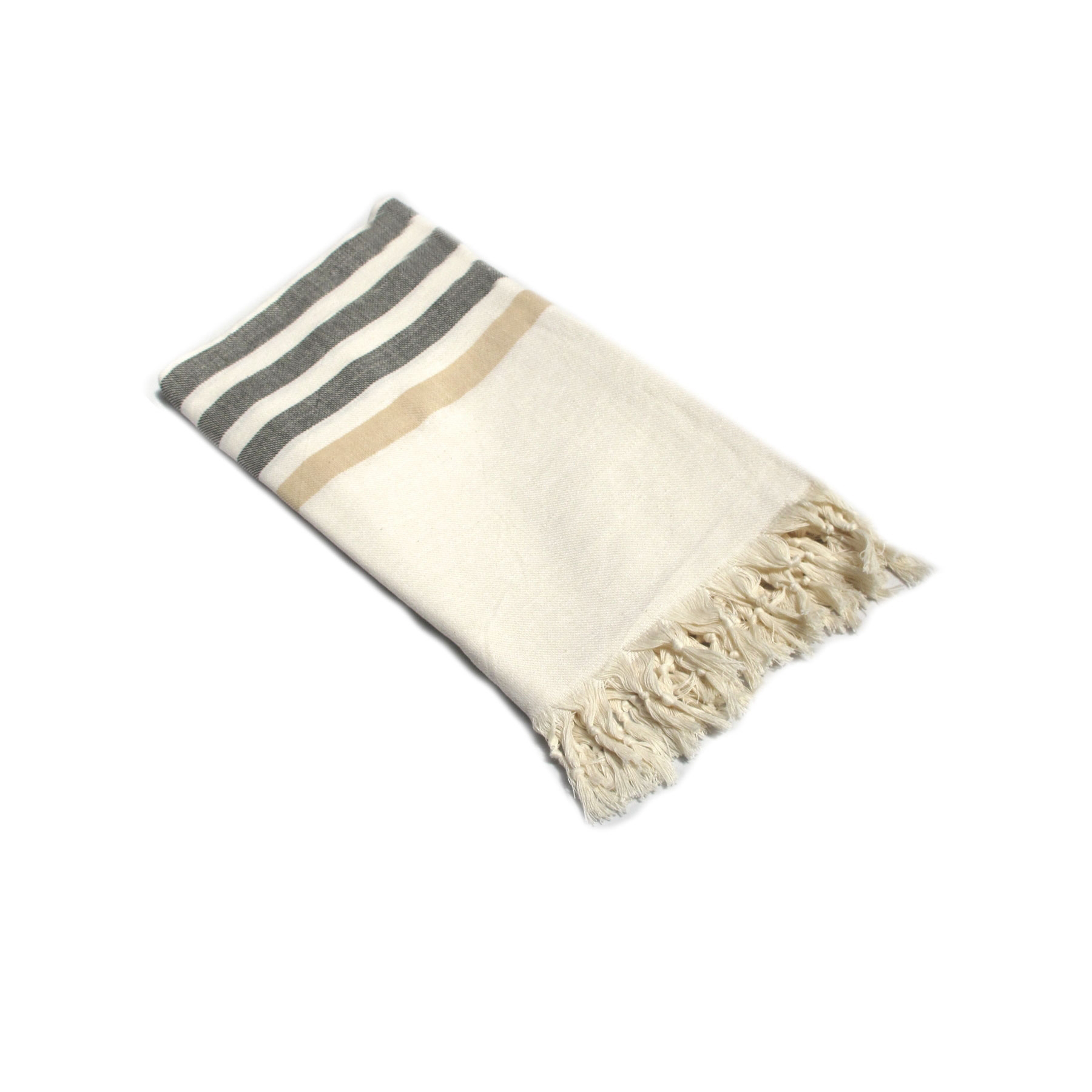 V442-ABR-TOWEL-TURKWIDESTRIPES-BLACKTAUPE-SH-97019-00 Fringe Turkish Towel Wide Stripes Black Taupe - Image 1