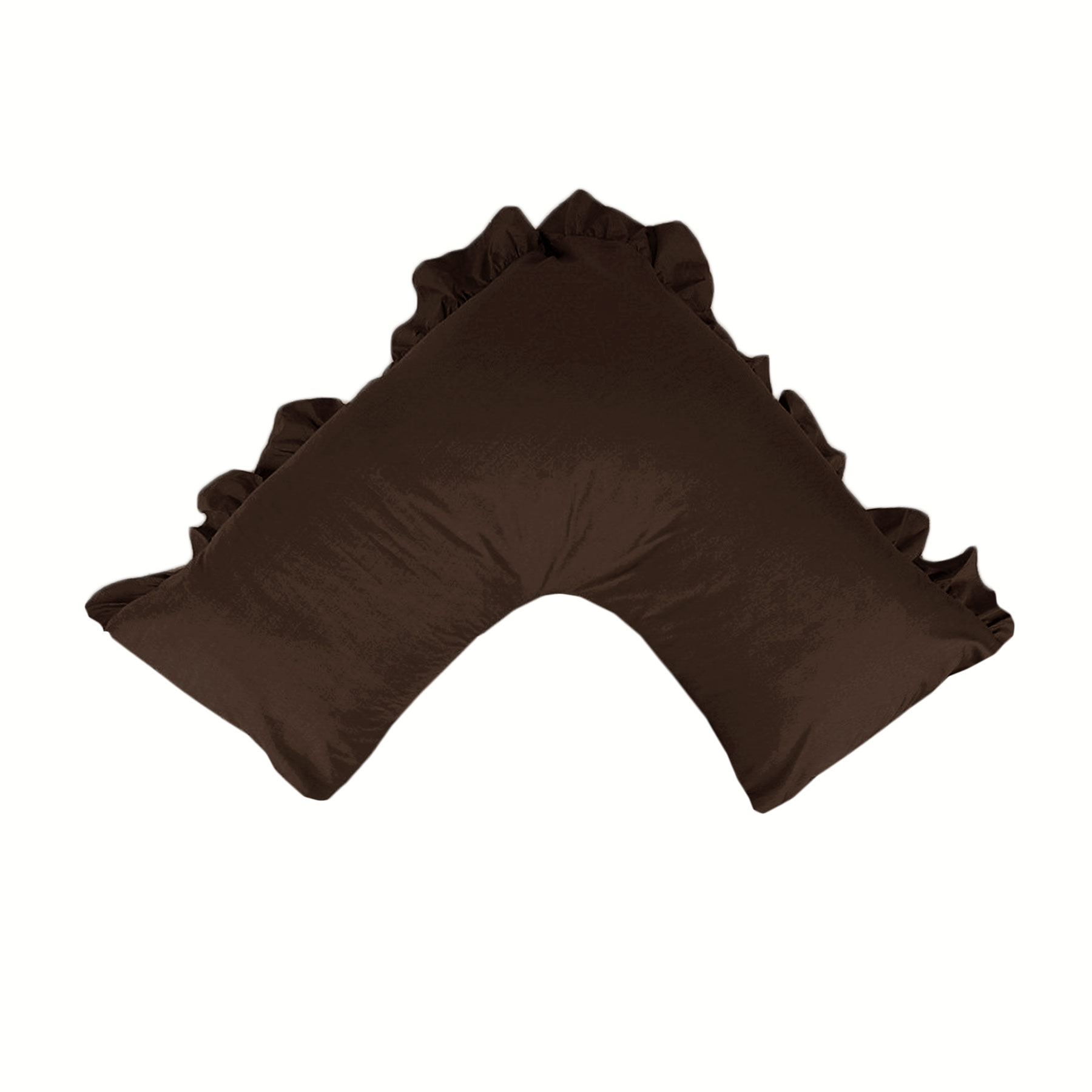 V442-ASU-PILLOWC-PERCALEV-CHOCOLATE-TR-96990-00 280TC Luxury Percale Ruffled V Pillowcase Chocolate - Image 1