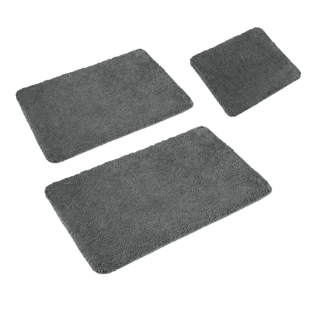 V442-ATX-BATHM-3PCESLEIM-SMOKE-SH-206240-00 Sleim Set of 3 Bath Mat Set Charcoal (Also Known as Smoke) - Image 1