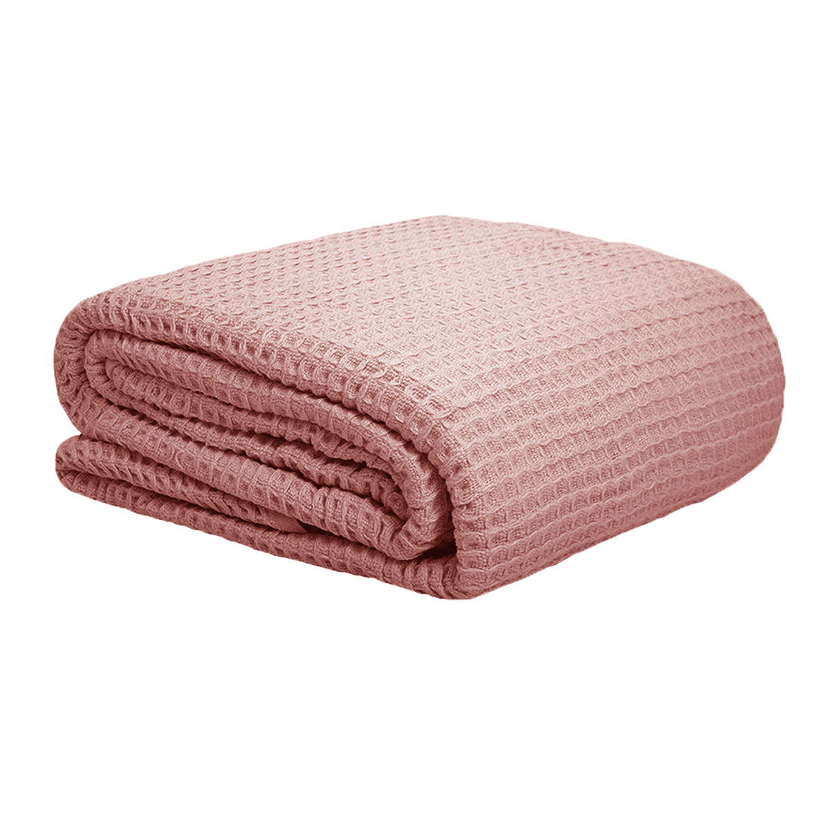 V442-ATX-BLANKET-WAFFLE-DUSTYPINK-SB-79338-00 Cotton Waffle Blanket Dusty Pink Single - Image 1