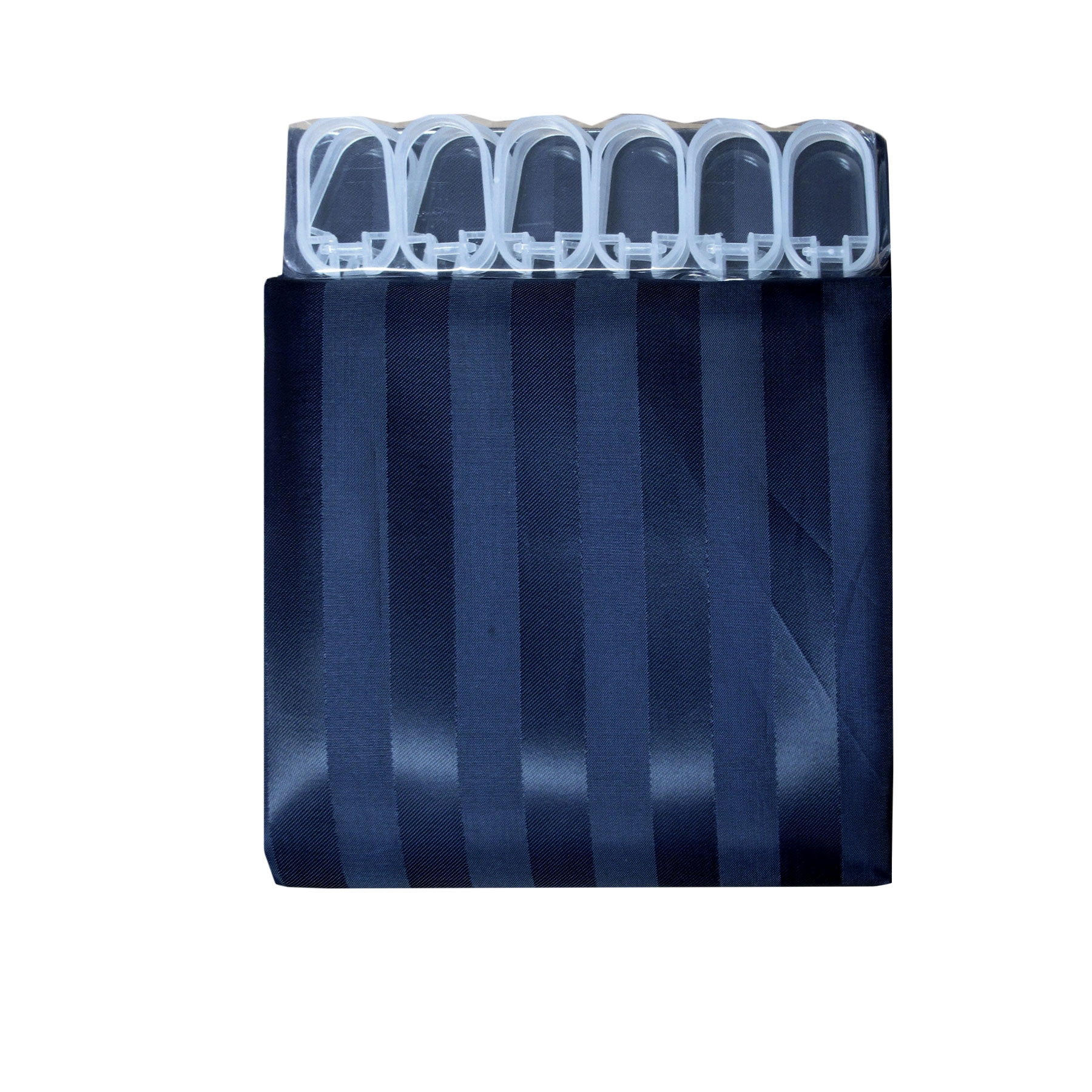 V442-ATX-MISC-STRIPESHOWERCURTAIN-NAVY-SQ-79380-00 Jacquard Stripe Shower Curtain Navy - Image 1