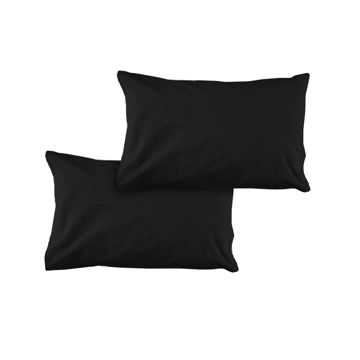 V442-ATX-PILLOWC-PAIRSOLID-BLACK-ST-155351-00 Pair of Solid Colour Microfiber Standard Pillowcases 48x73cmx15cm (Flap) Black - Image 1