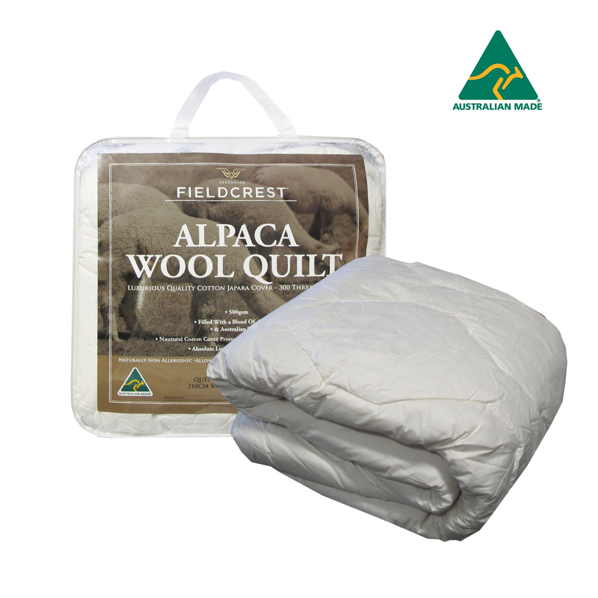 V442-ATX-QUILT-500GSMALPACABLEND-WHITE-QS-202503121036-00 500GSM Alpaca Wool Blend Quilt Queen - Image 1