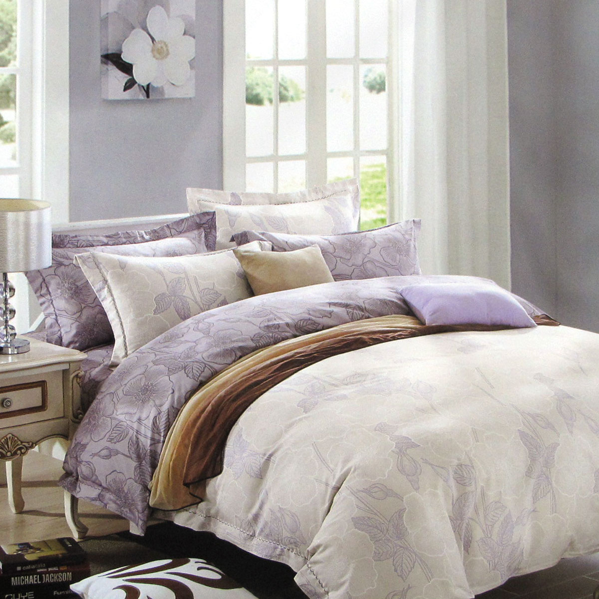 V442-ATX-QUILTCS-GILMORE-TAUPE-KI-95715-00 250TC Gilmore Cotton Reversible Quilt Cover Set King - Image 1