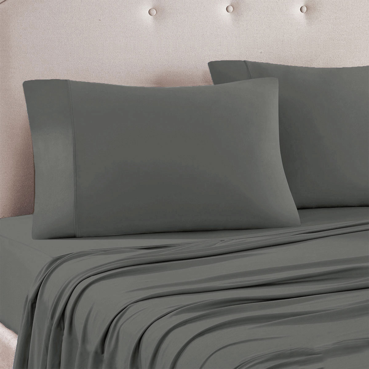 V442-ATX-SHEETS-24MICROFBER-GREY-QS-187620-00 Art Terrace Microfiber Sheet Set Queen 33cm Wall Grey - Image 1