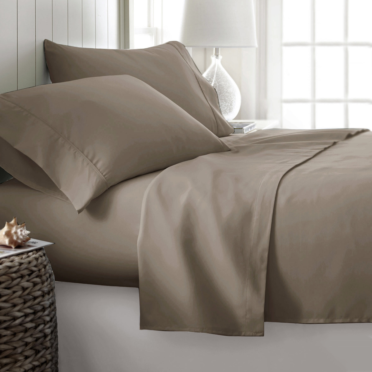 V442-ATX-SHEETS-400TCCOTTON-MOCHA-KI-79500-00 400TC Cotton Sateen Sheet Set King - Mocha - Image 1