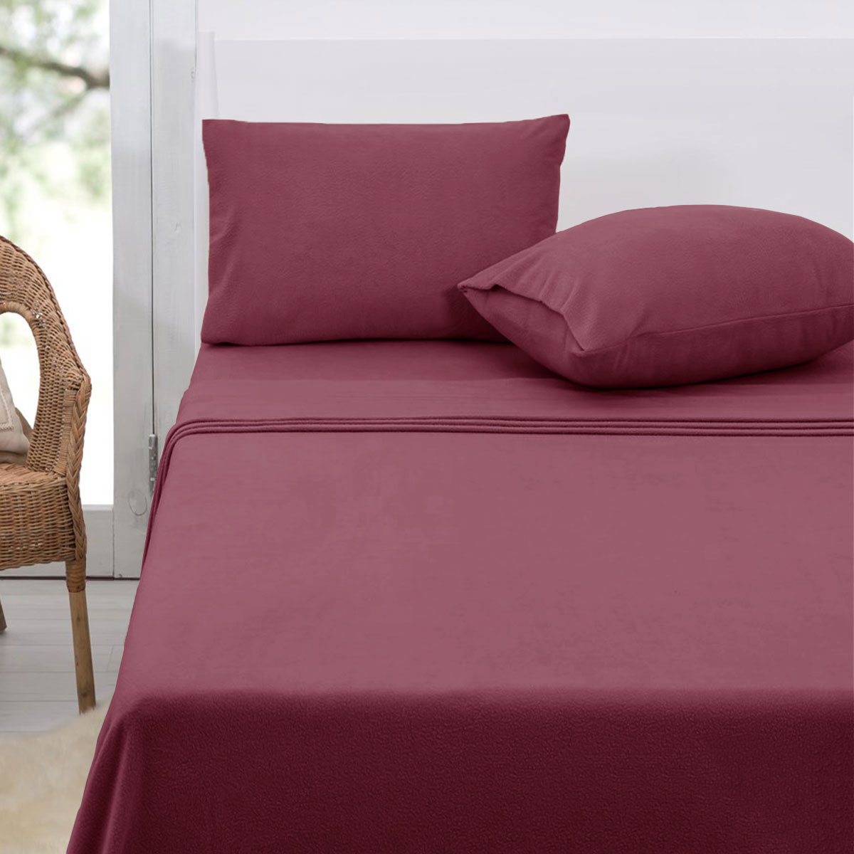 V442-ATX-SHEETS-POLARFLEECE-ROSEWOOD-DS-202503121035-00 Polar Fleece Sheet Set Double 30cm Wall Rosewood - Image 1