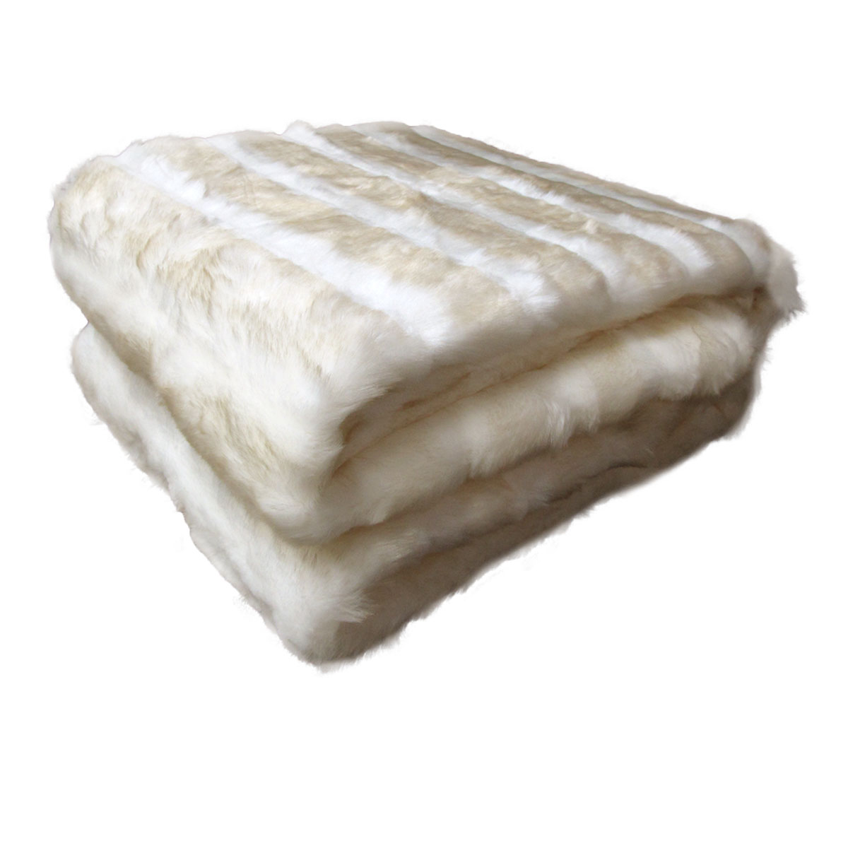 V442-ATX-THROW-21LUXCHINCHILLA-CREAM-RE-79412-00 Faux Fur Luxury Animal Throw Rug White Cream Chinchilla - Image 1