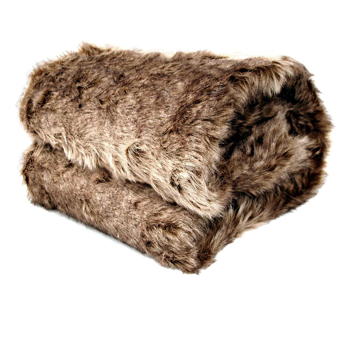 V442-ATX-THROW-21MEXICANWOLF-TAUPE-RE-79417-00 Faux Fur Animal Assorted Throw Rug Mexican Wolf - Image 1