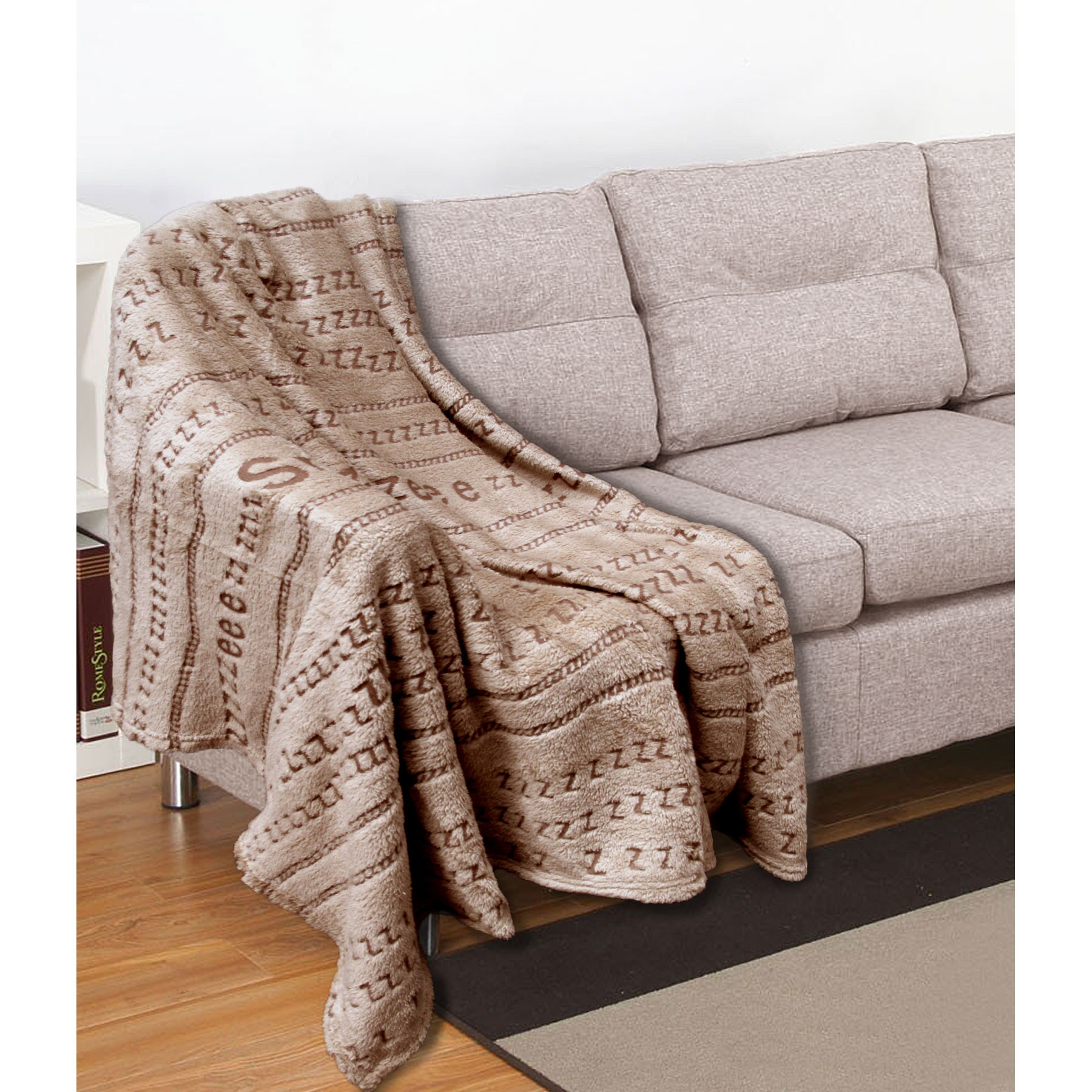V442-ATX-THROW-EMBOSSEDSNOOZE-LATTE-RE-202503241651-00 Embossed Print Throw Latte Snooze - Image 1