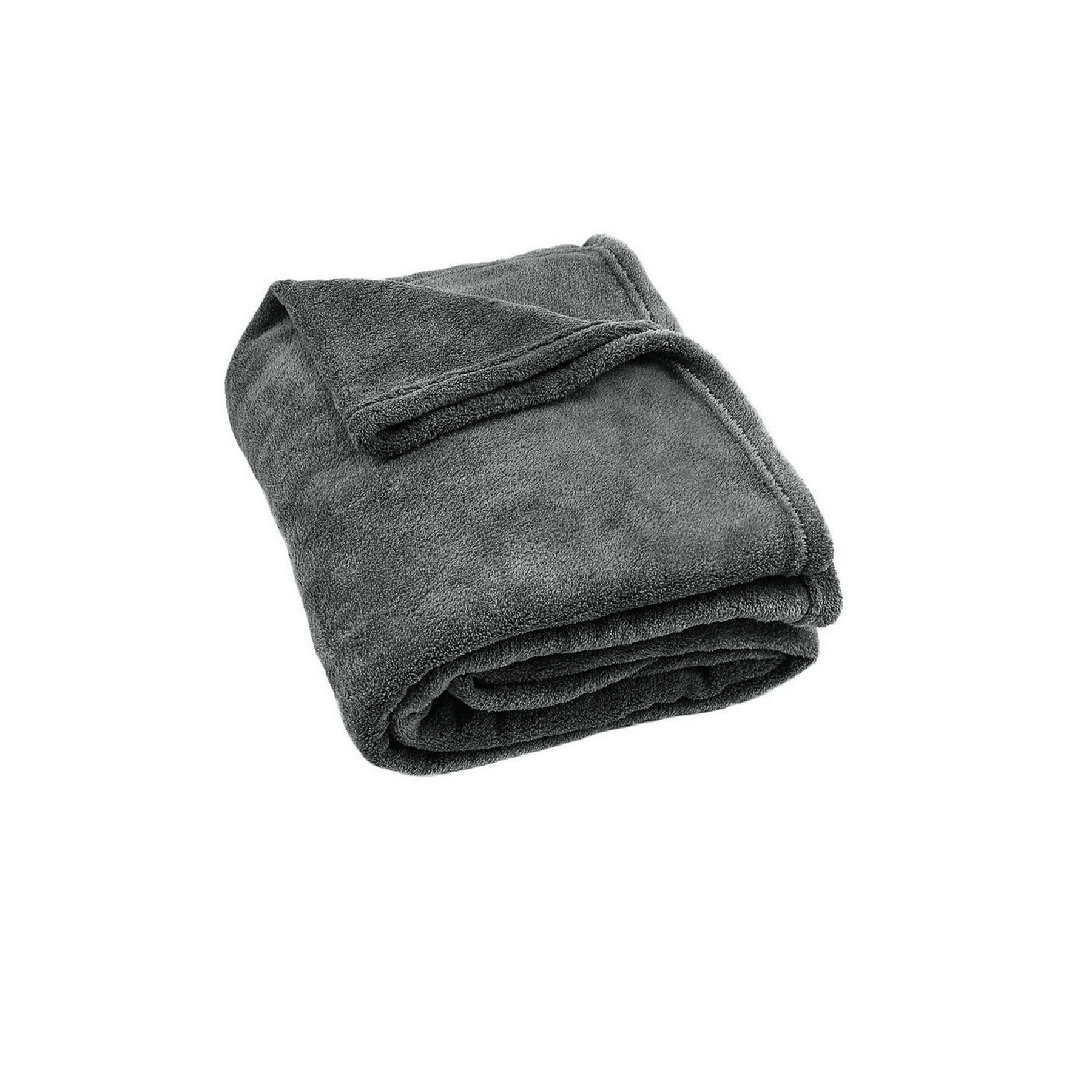 V442-ATX-THROW-SOFTCORAL-GREY-RE-79364-00 Super Soft Coral Fleece Large Throw Rug Grey - Image 1