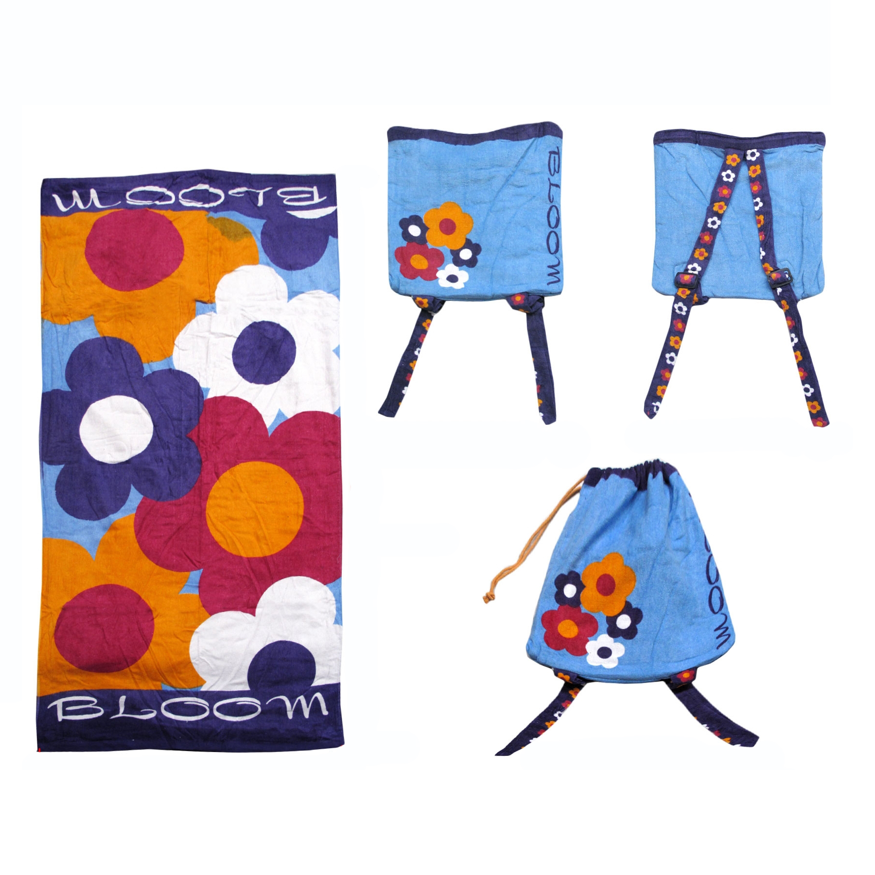 V442-ATX-TOWEL-2IN1BLOOM-MULTI-RE-79362-00 Kids Beach Towel N Bag Bloom - Image 1