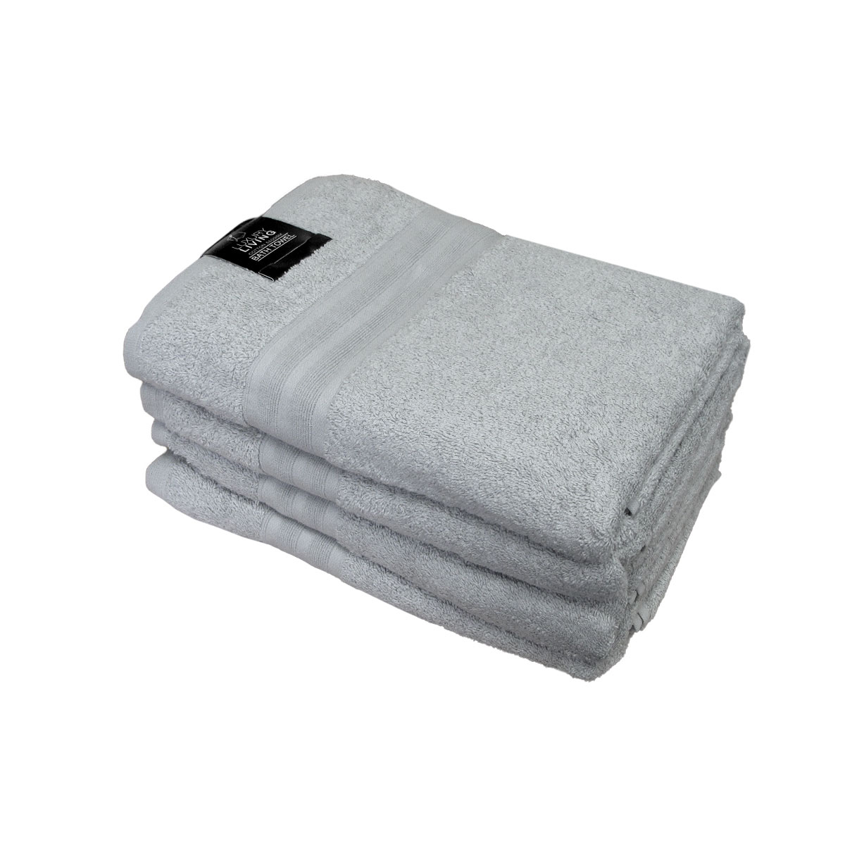 V442-ATX-TOWEL-550GSMSETOF4BATH-SILVER-RE-155353-00 550GSM Set of 4 100% Cotton Terry Bath Towels 70 x 140 cm Silver - Image 1