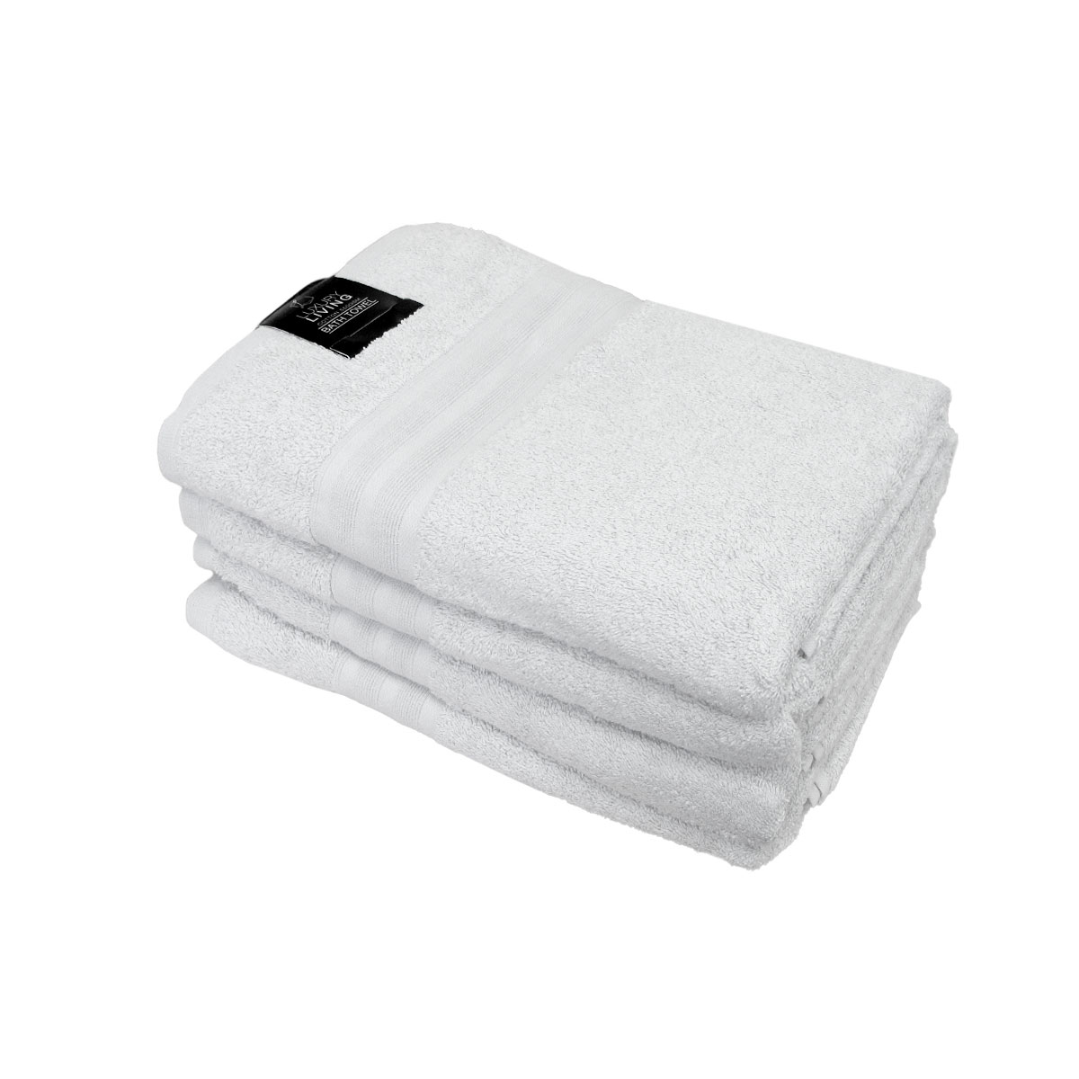 V442-ATX-TOWEL-550GSMSETOF4BATH-WHITE-RE-155355-00 550GSM Set of 4 100% Cotton Terry Bath Towels 70 x 140 cm White - Image 1