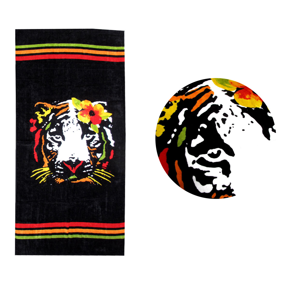 V442-ATX-TOWEL-FLORDELAMAR-BLACK-RE-202503121035-00 Flor de la Mar Black Cotton Beach Towel - Image 1